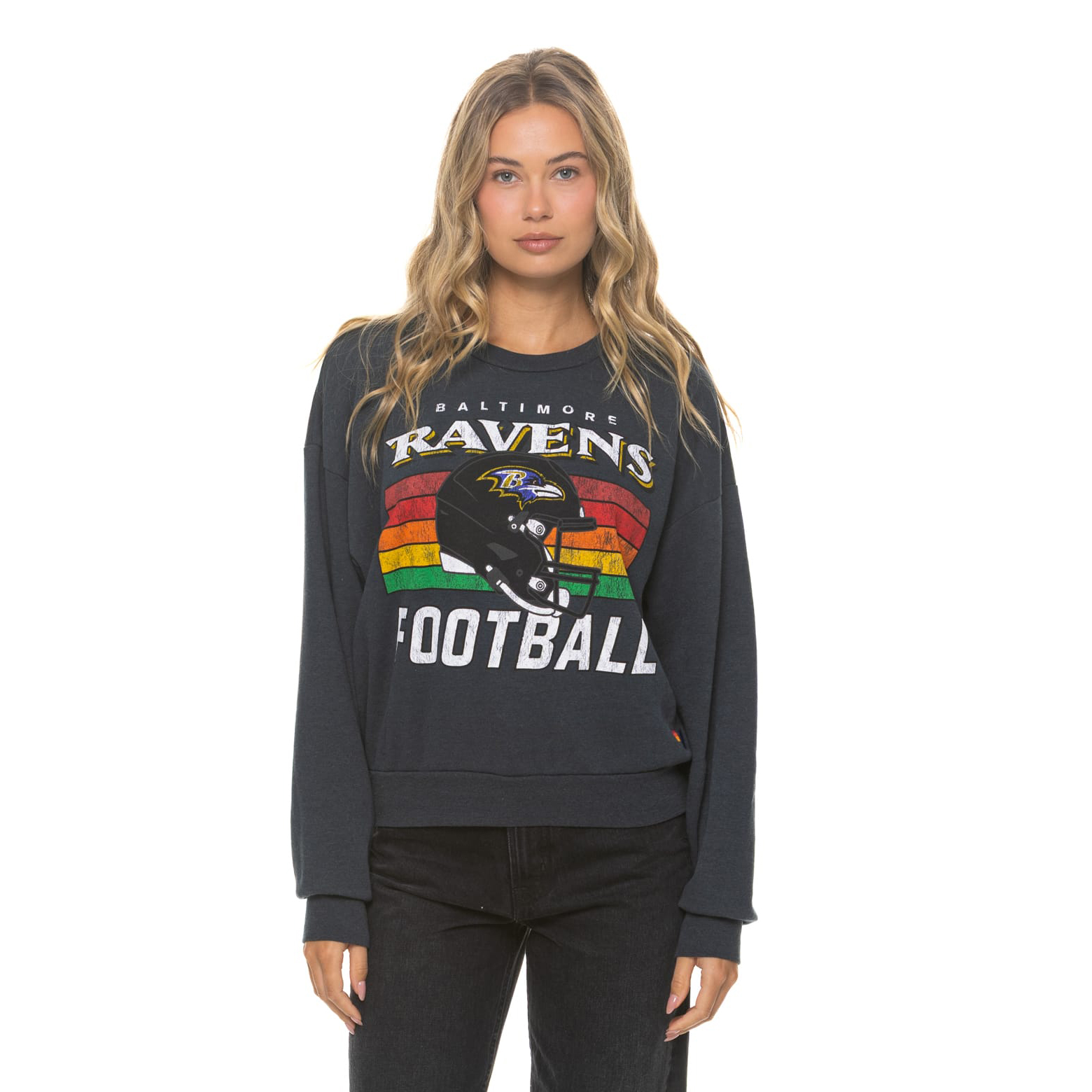 Unisex Aviator Nation Charcoal Baltimore Ravens Relaxed Tri-Blend Sweatshirt
