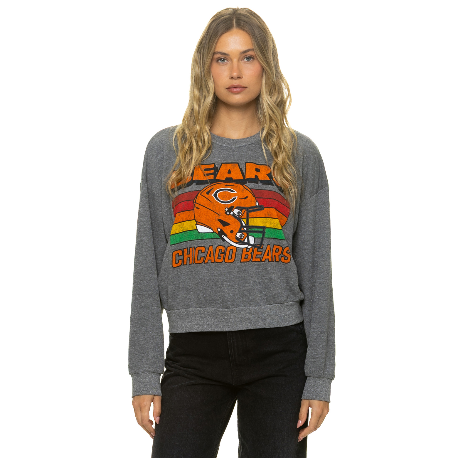 Unisex Aviator Nation Heather Gray Chicago Bears Relaxed Tri-Blend Sweatshirt