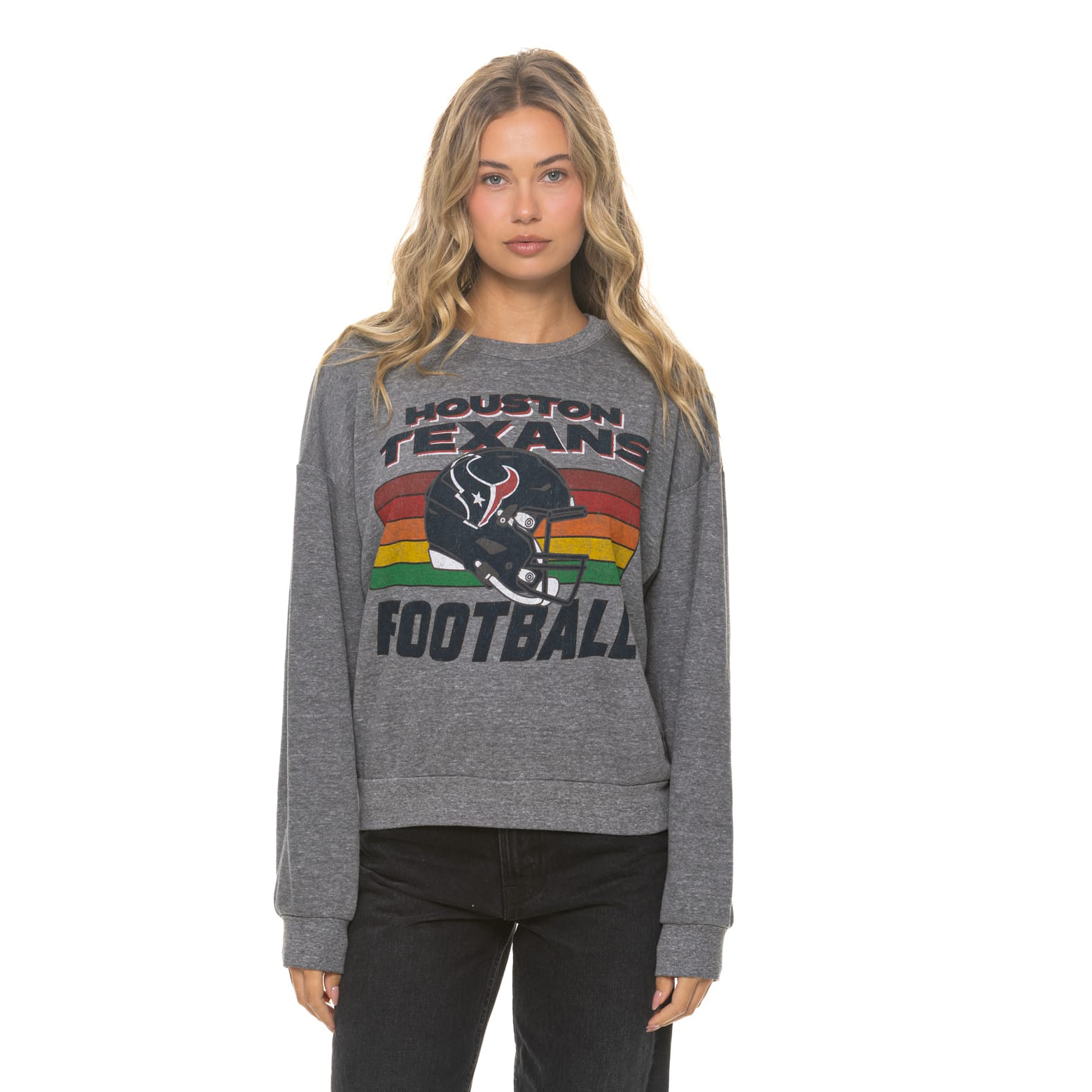 Unisex Aviator Nation Heather Gray Houston Texans Relaxed Tri-Blend Sweatshirt