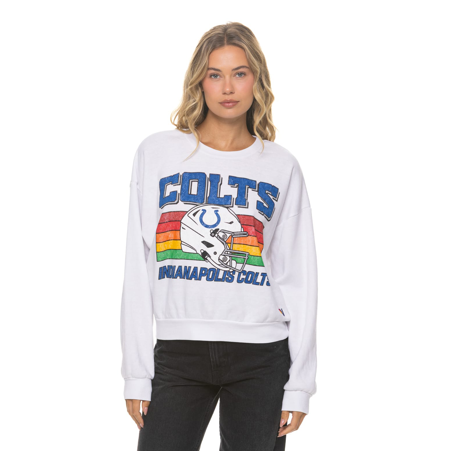 Unisex Aviator Nation White Indianapolis Colts Relaxed Tri-Blend Sweatshirt