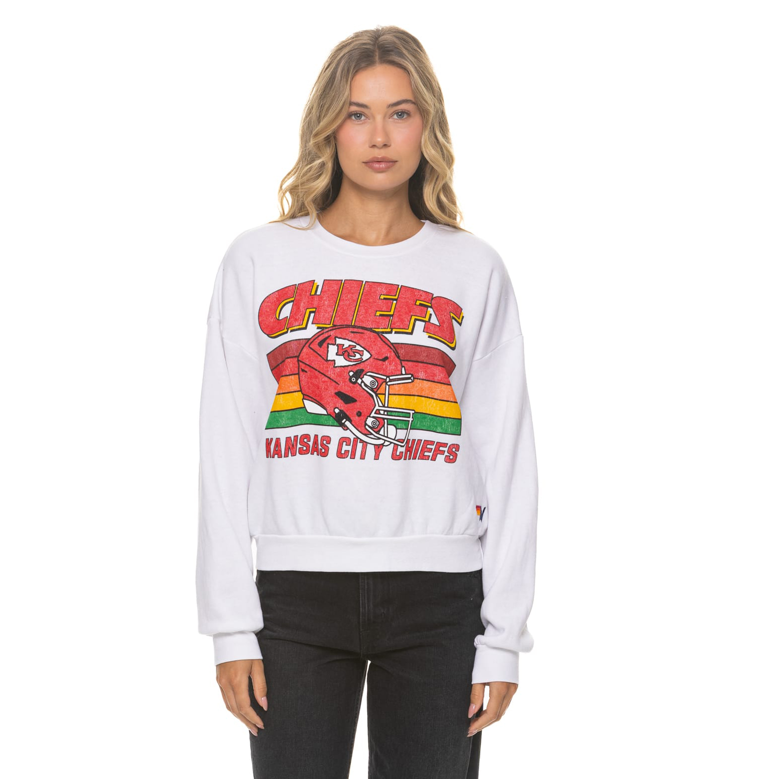 Unisex Aviator Nation White Kansas City Chiefs Relaxed Tri-Blend Sweatshirt