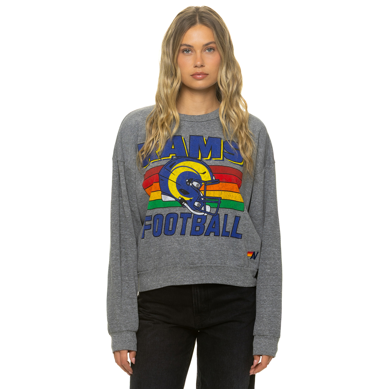 Unisex Aviator Nation Heather Gray Los Angeles Rams Relaxed Tri-Blend Sweatshirt