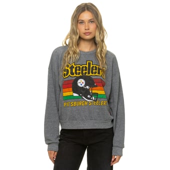 Unisex Aviator Nation Heather Gray Pittsburgh Steelers Relaxed Tri-Blend Sweatshirt