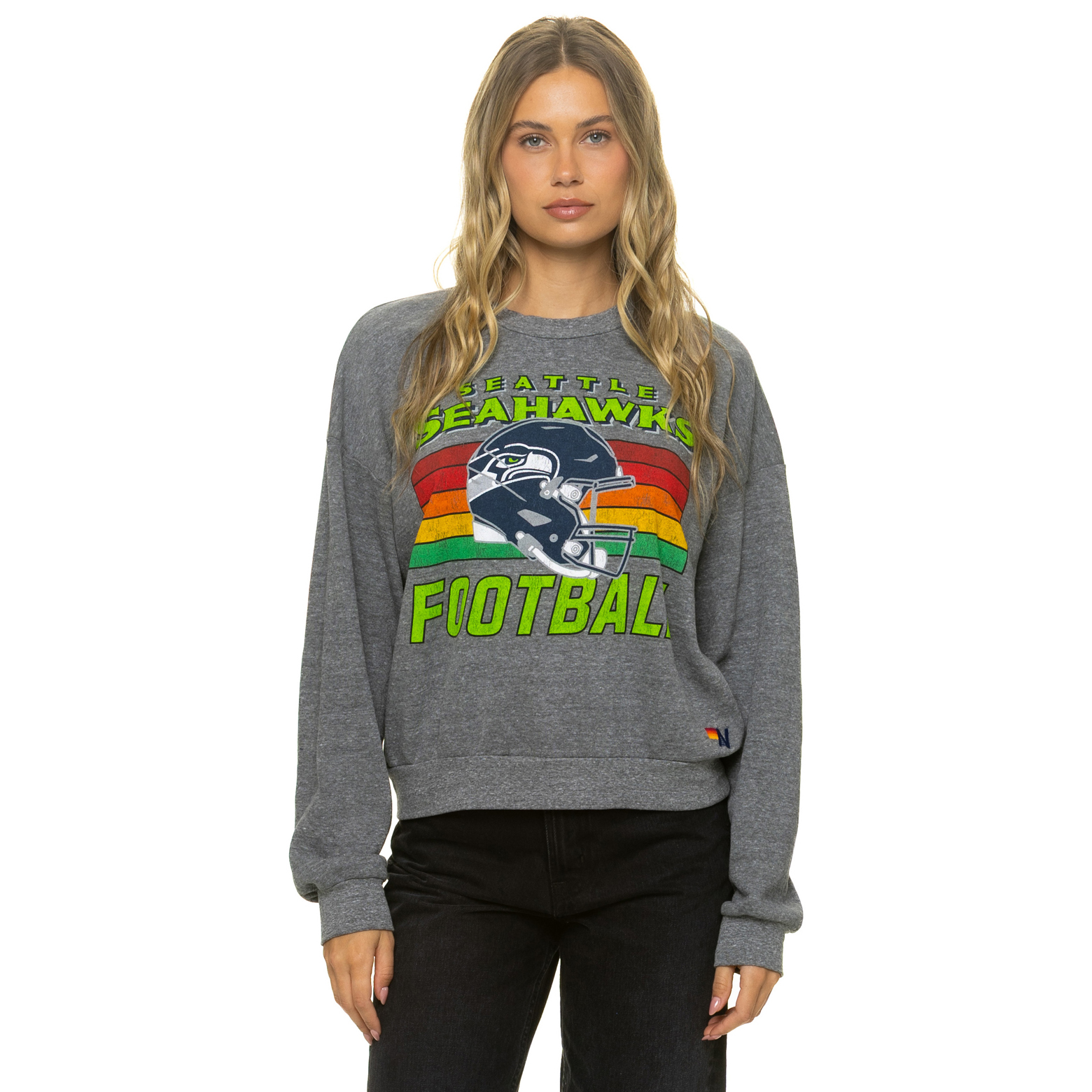 Unisex Aviator Nation Heather Gray Seattle Seahawks Relaxed Tri-Blend Sweatshirt