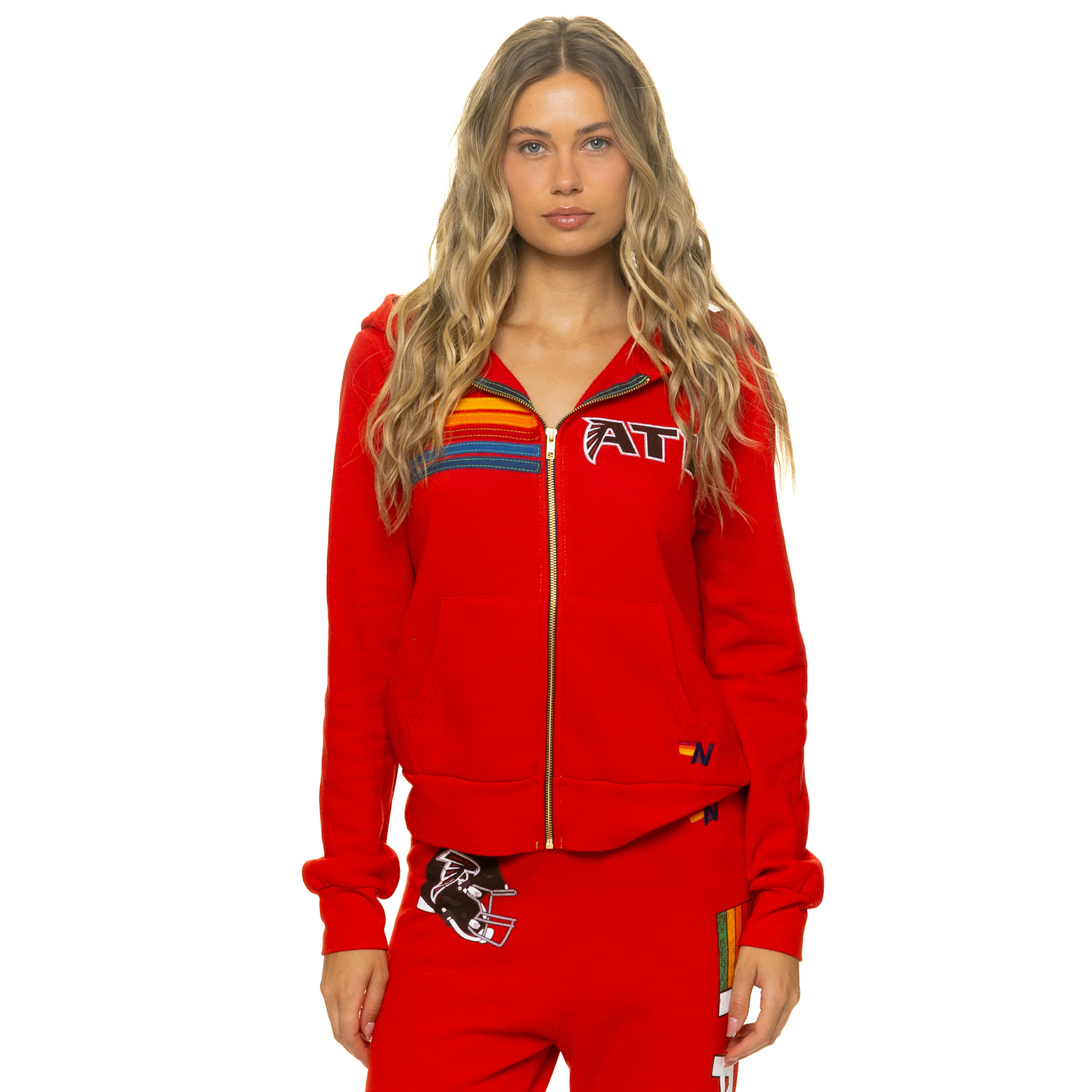 Unisex Aviator Nation Red Atlanta Falcons Tri-Blend Full-Zip Hoodie