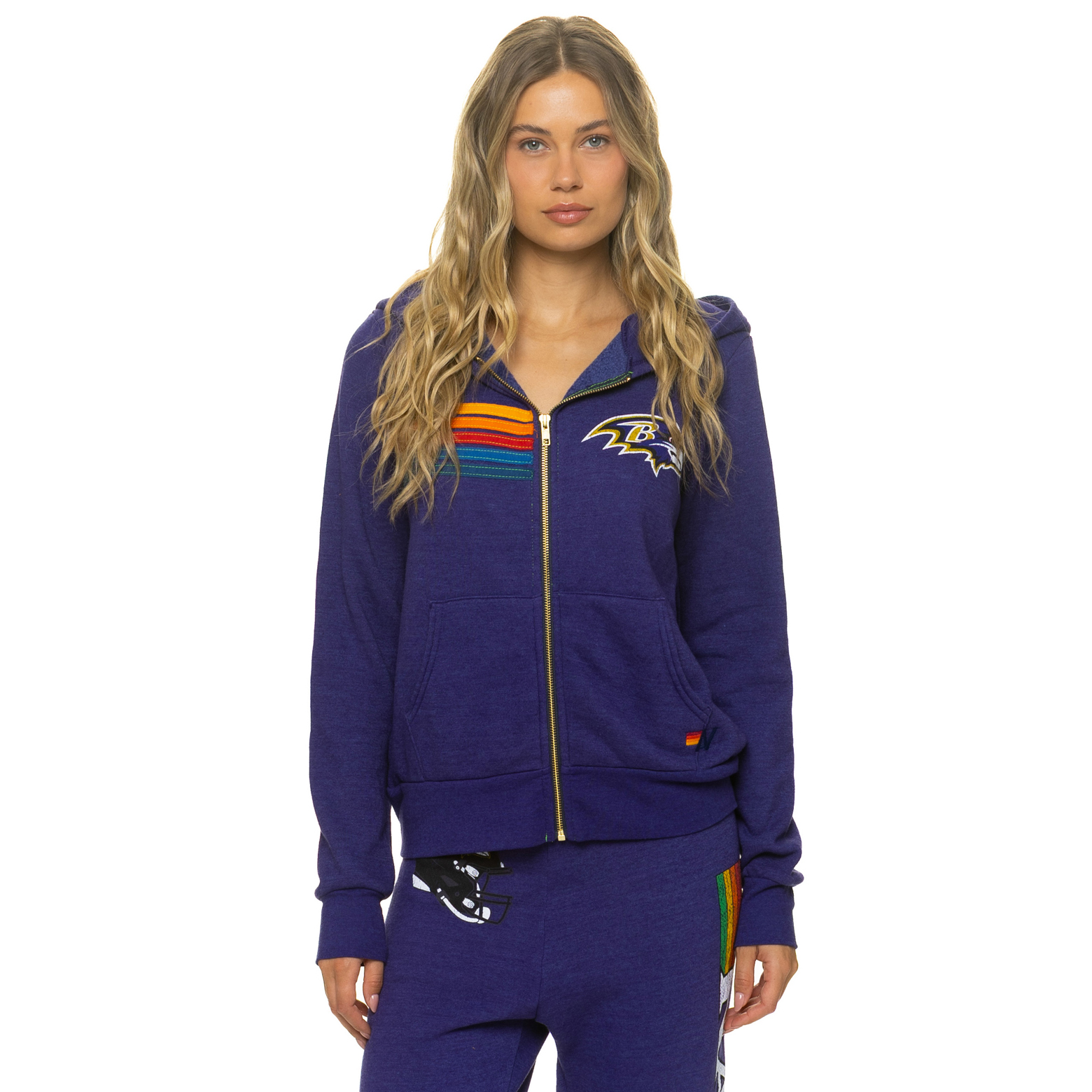 Unisex Aviator Nation Purple Baltimore Ravens Tri-Blend Full-Zip Hoodie