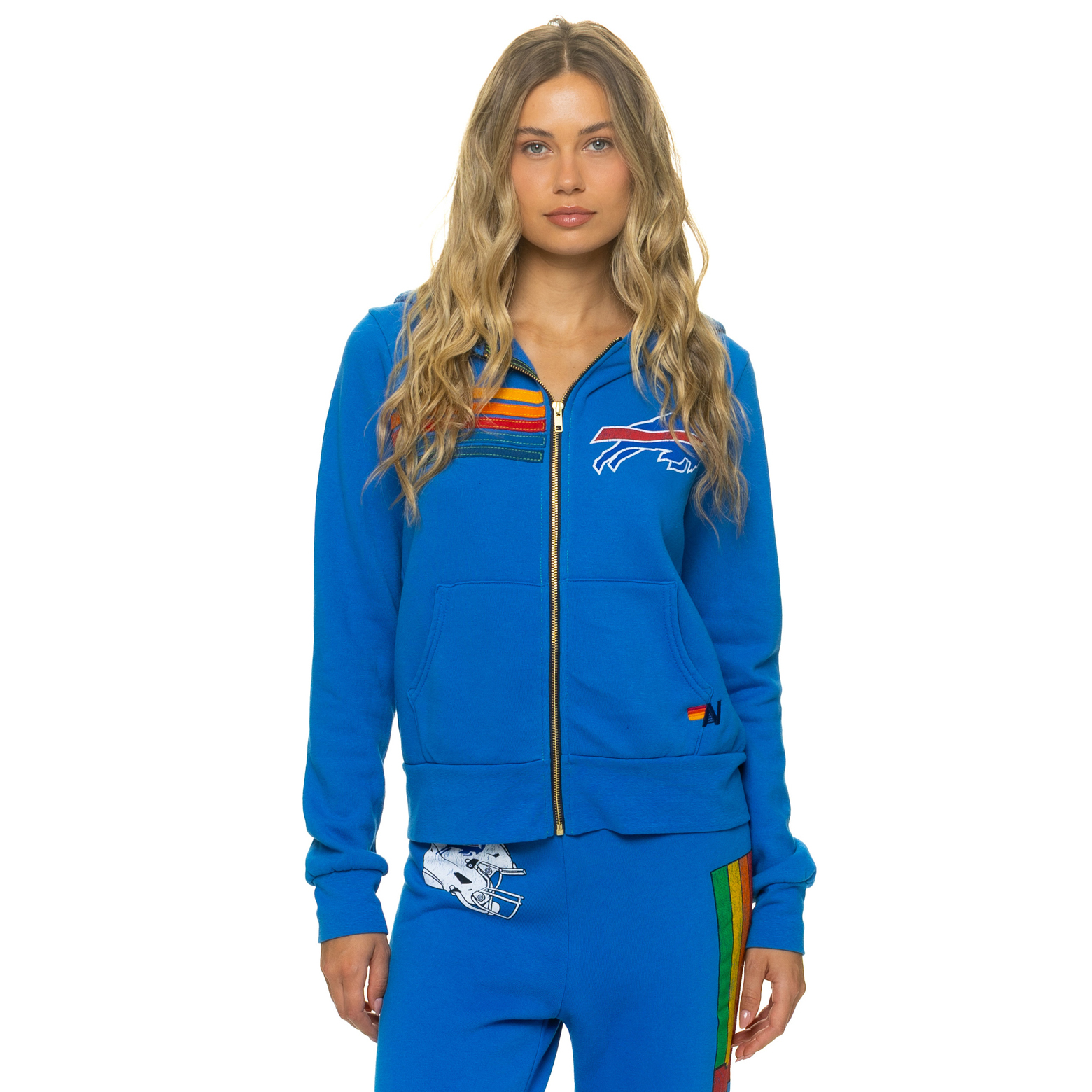 Unisex Aviator Nation Royal Buffalo Bills Tri-Blend Full-Zip Hoodie
