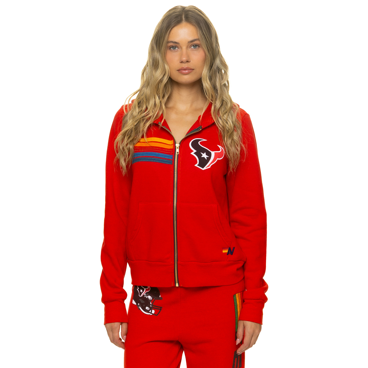 Unisex Aviator Nation Red Houston Texans Tri-Blend Full-Zip Hoodie