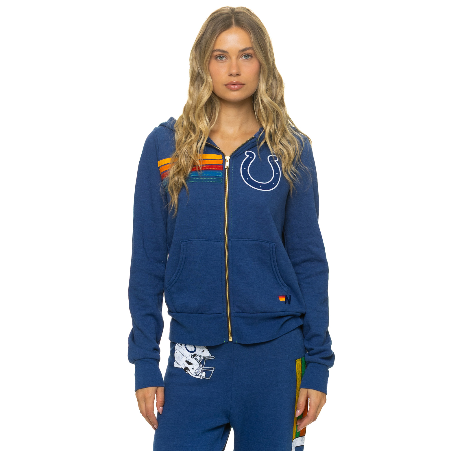 Unisex Aviator Nation Royal Indianapolis Colts Tri-Blend Full-Zip Hoodie