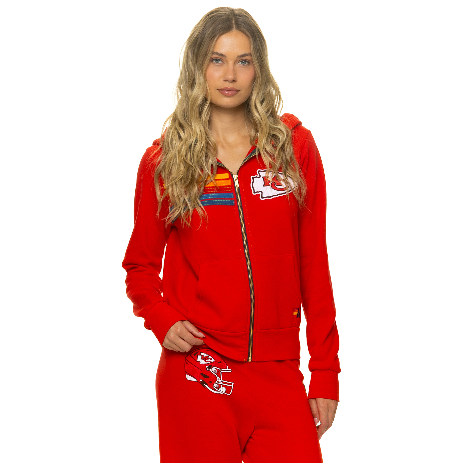 Unisex Aviator Nation Red Kansas City Chiefs Tri-Blend Full-Zip Hoodie