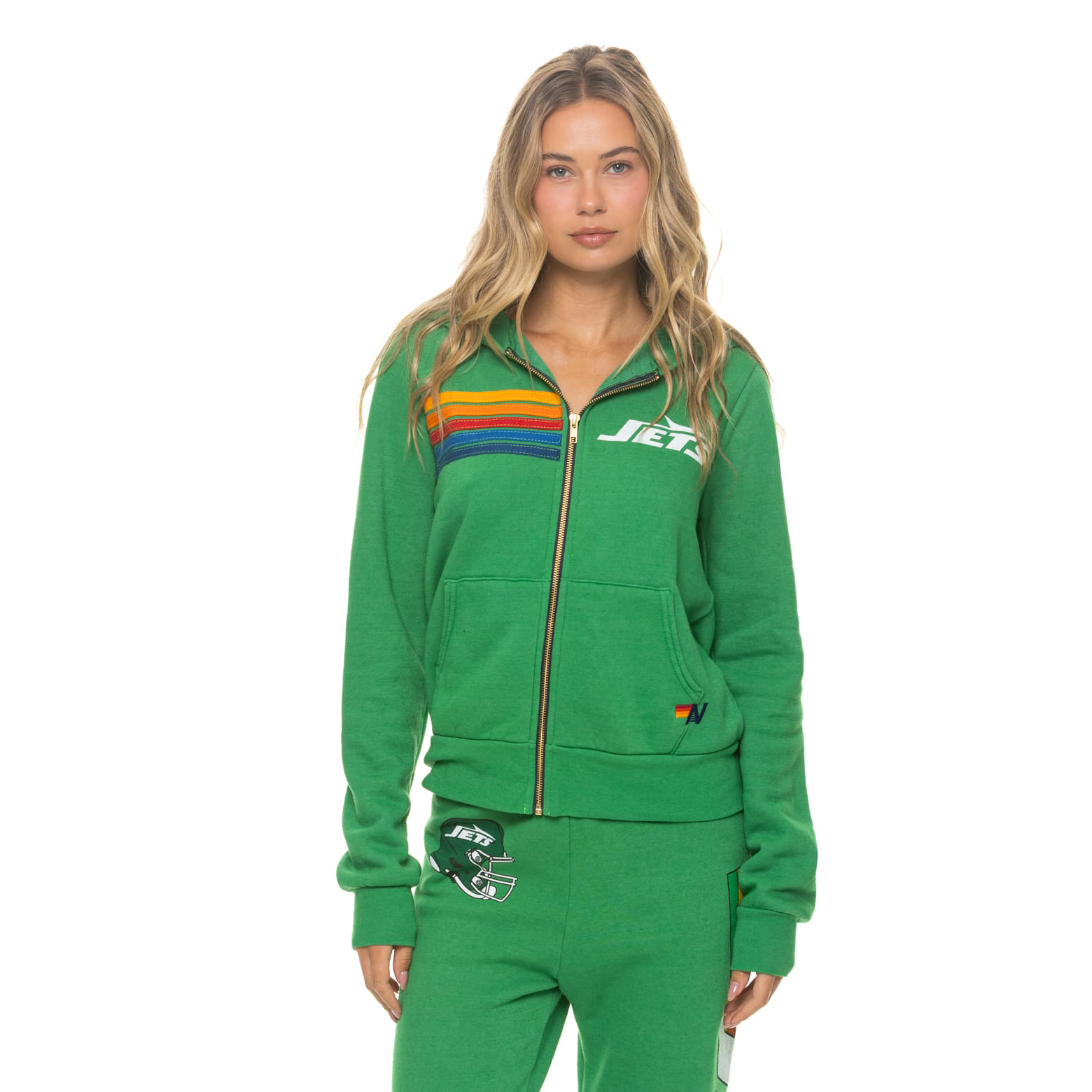 Unisex Aviator Nation Green New York Jets Tri-Blend Full-Zip Hoodie