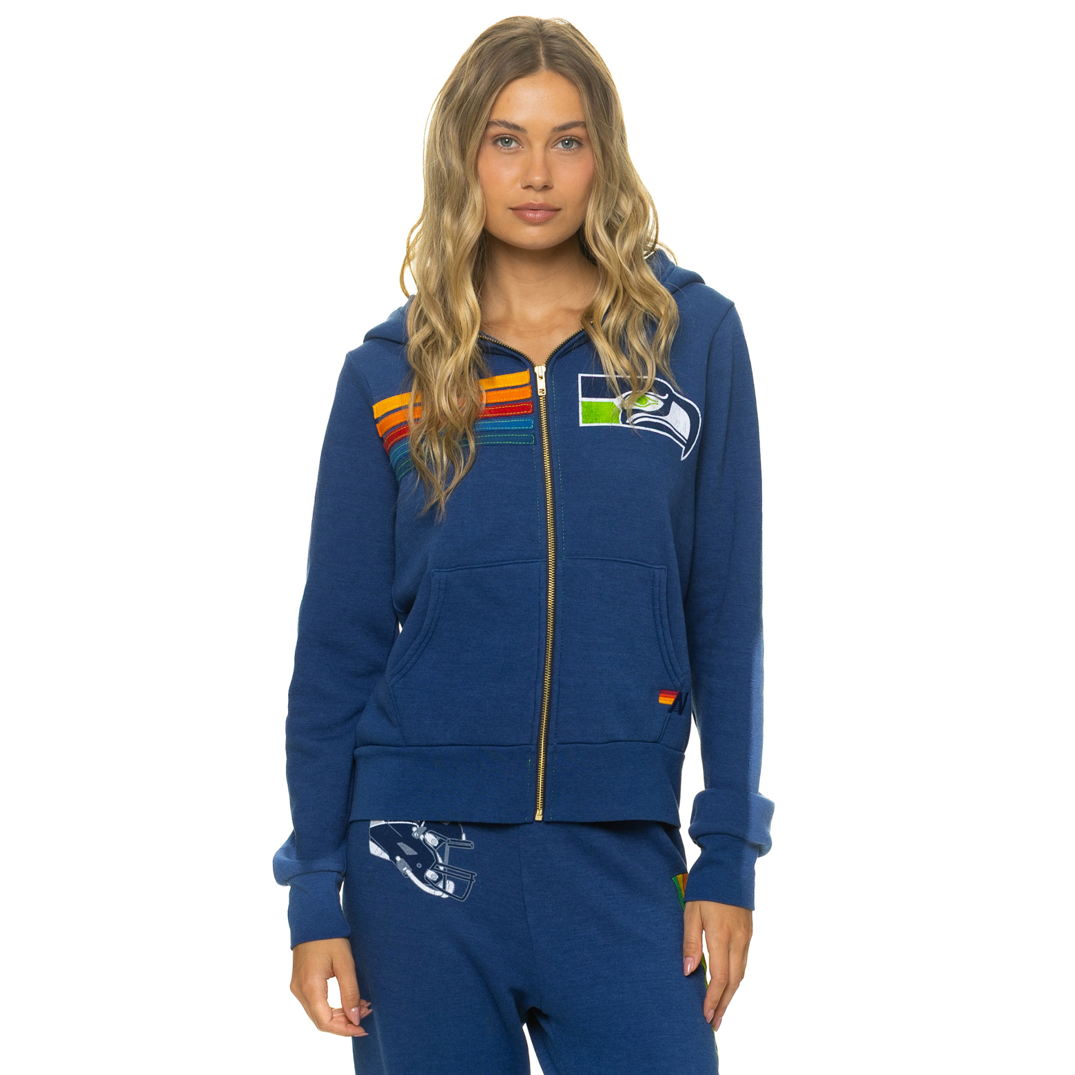 Unisex Aviator Nation College Navy Seattle Seahawks Tri-Blend Full-Zip Hoodie