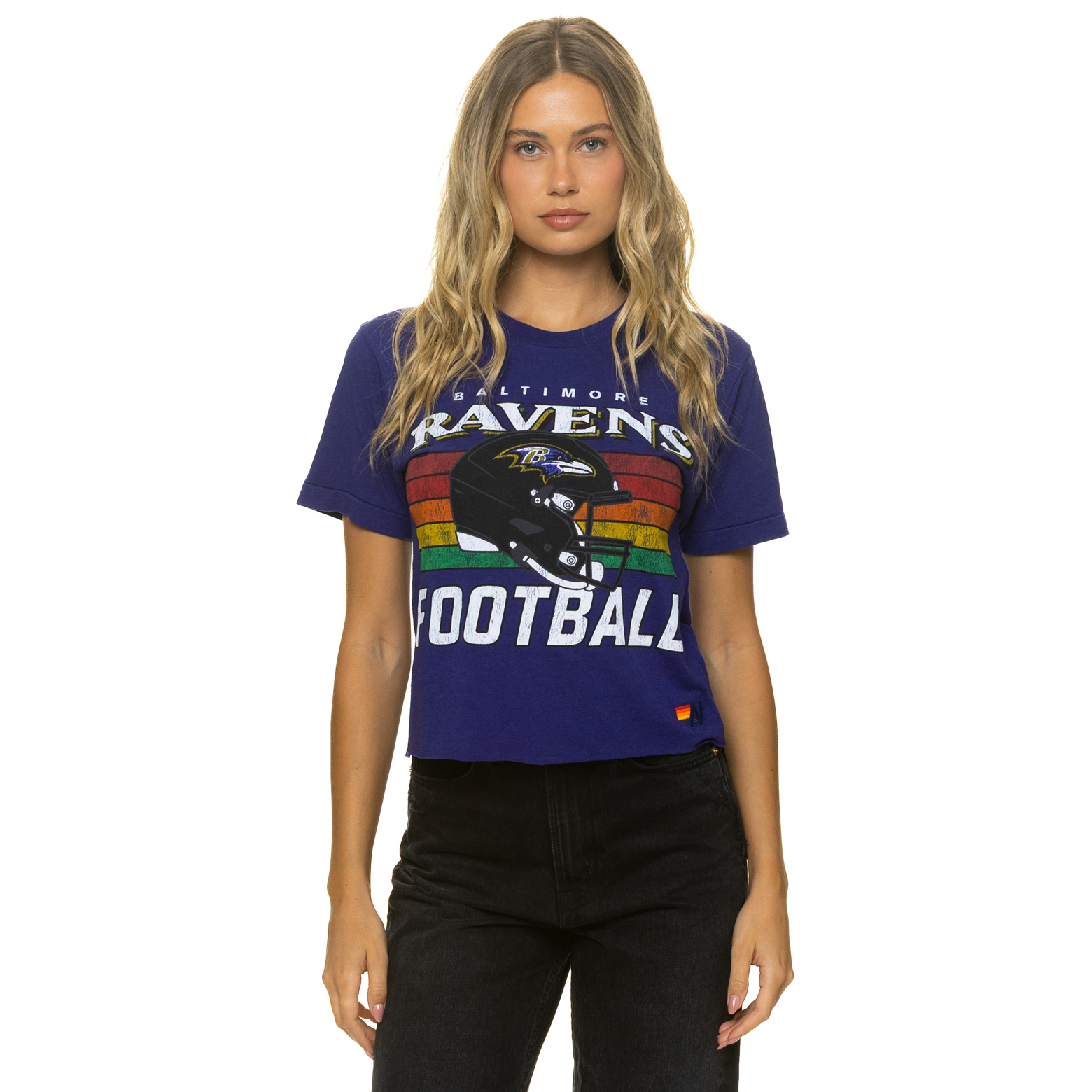 Women's Aviator Nation Purple Baltimore Ravens Boxy Boyfriend Tri-Blend T-Shirt