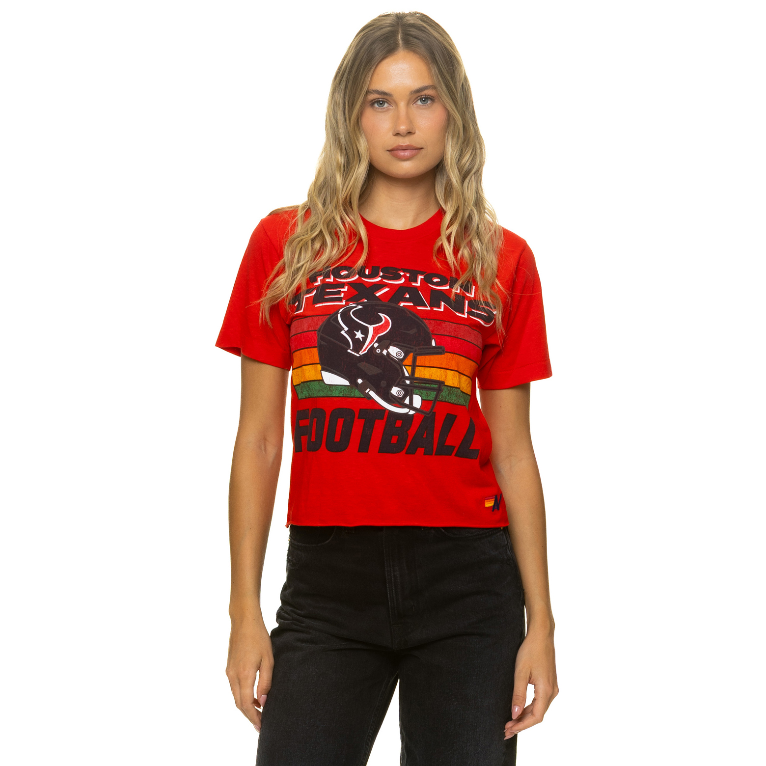 Women's Aviator Nation Red Houston Texans Boxy Boyfriend Tri-Blend T-Shirt