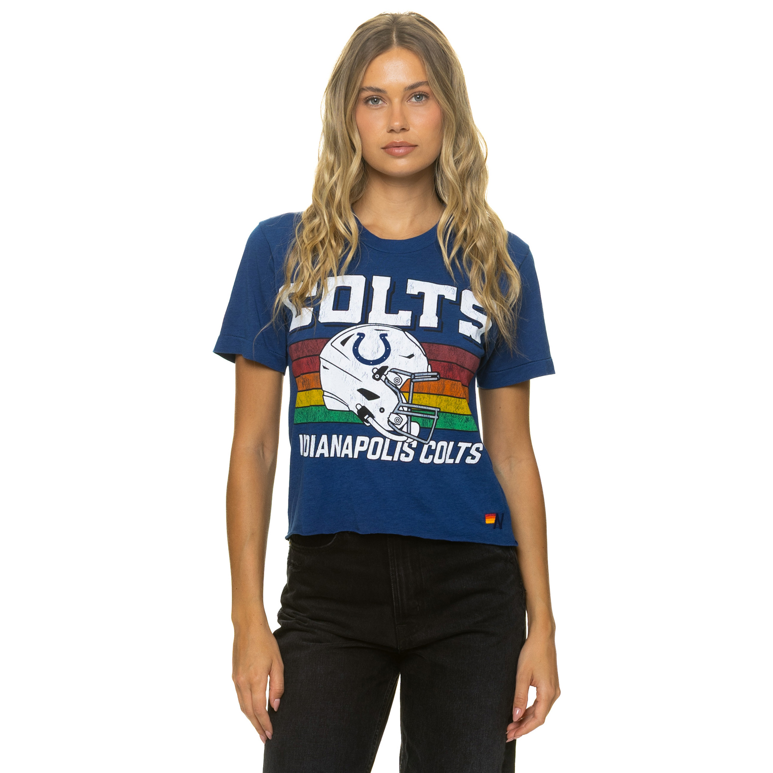Women's Aviator Nation Royal Indianapolis Colts Boxy Boyfriend Tri-Blend T-Shirt