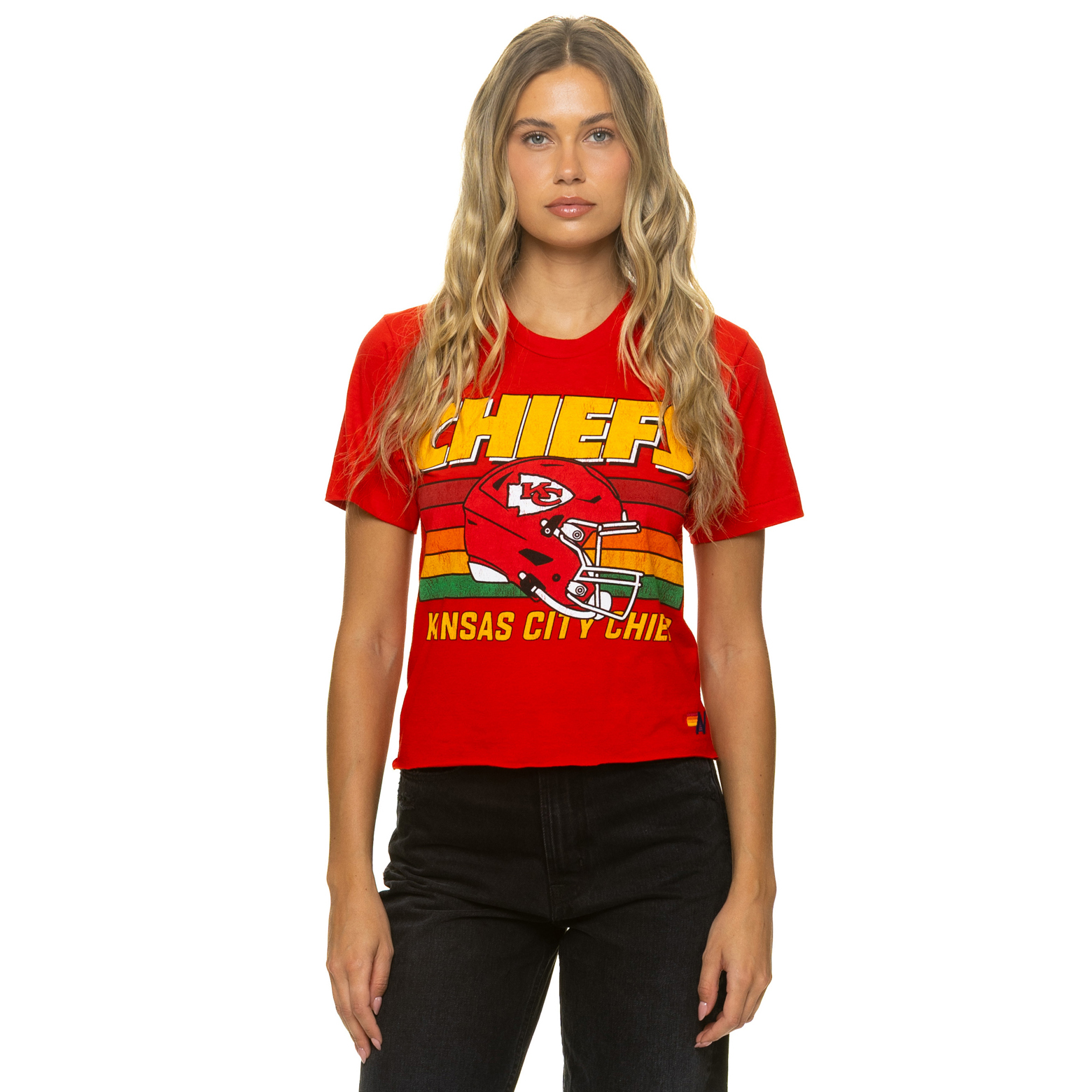 Women's Aviator Nation Red Kansas City Chiefs Boxy Boyfriend Tri-Blend T-Shirt
