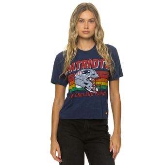 Women's Aviator Nation Navy New England Patriots Boxy Boyfriend Tri-Blend T-Shirt
