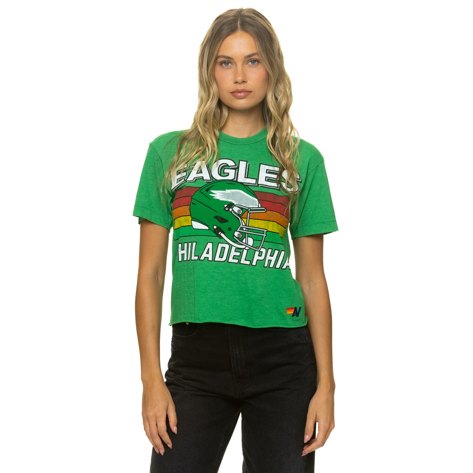 Women's Aviator Nation Kelly Green Philadelphia Eagles Boxy Boyfriend Tri-Blend T-Shirt