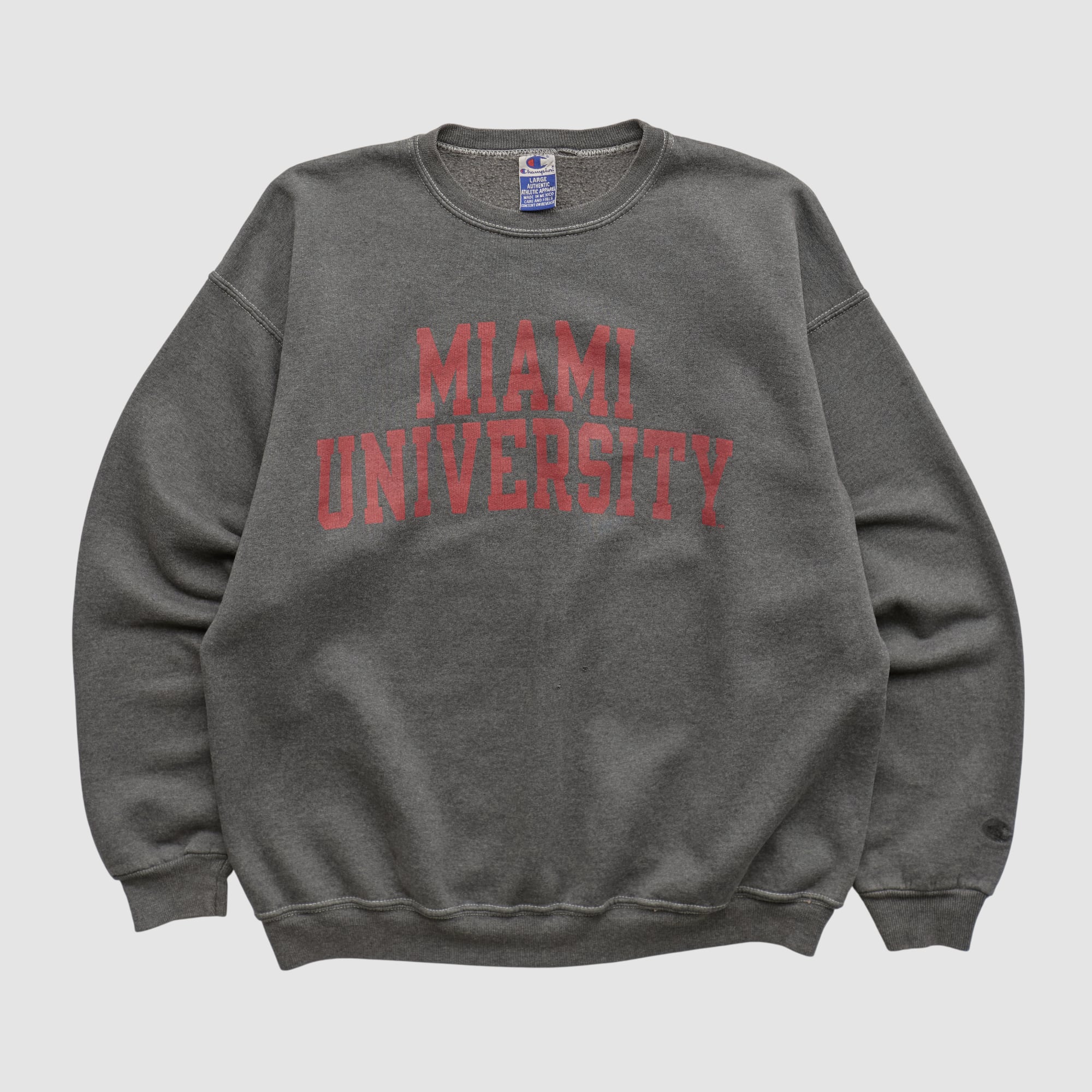 Miami University RedHawks Champion 90s Pullover Sweatshirt - Dark Heather Gray - S by Fanatics Real Vintage