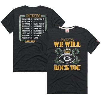 Unisex Homage Charcoal Green Bay Packers 2026 NFL Schedule Queen Tri-Blend T-Shirt
