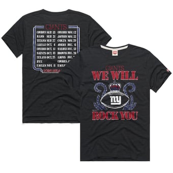 Unisex Homage Charcoal New York Giants 2026 NFL Schedule Queen Tri-Blend T-Shirt