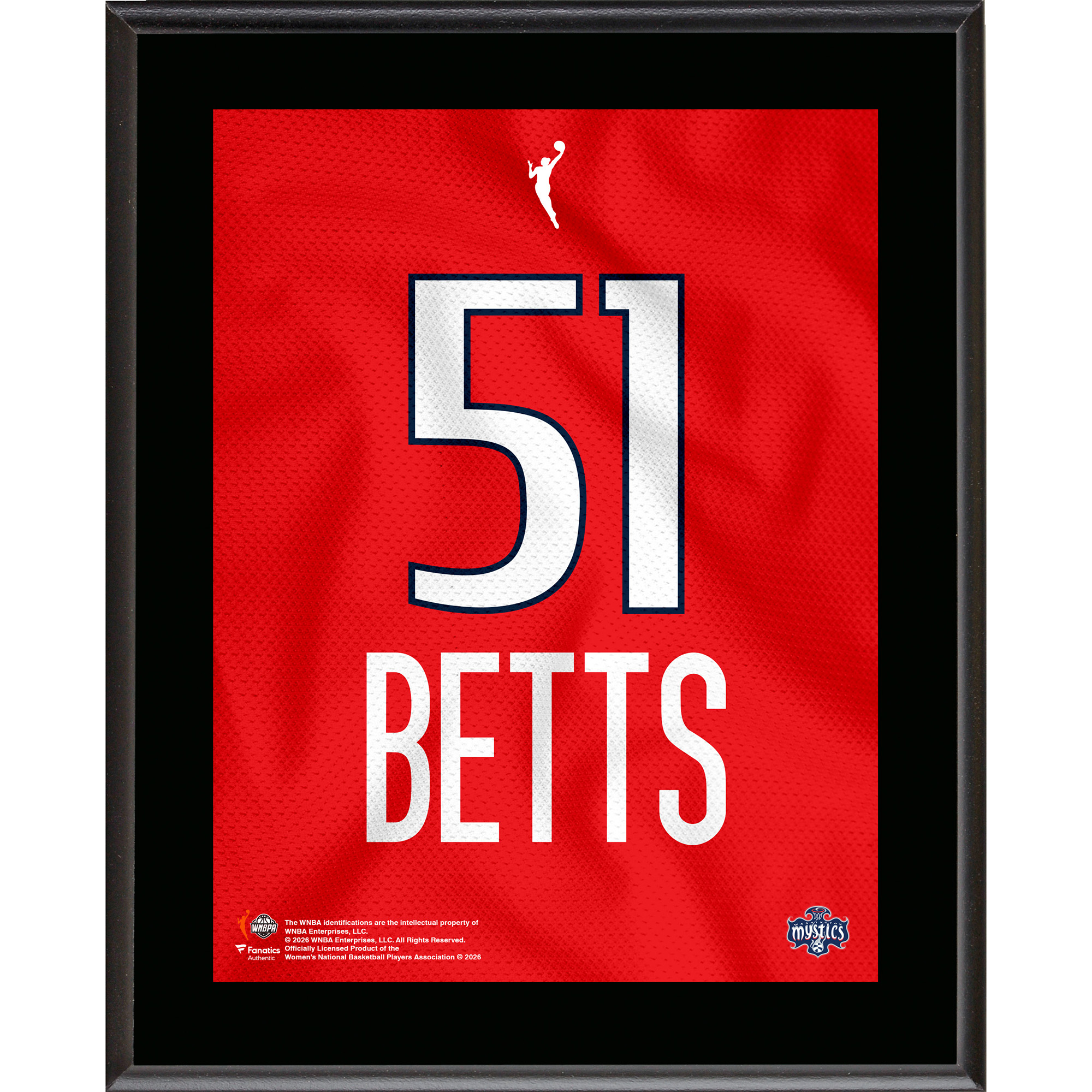Lauren Betts Washington Mystics 10.5" x 13" Jersey Number Sublimated Player Plaque