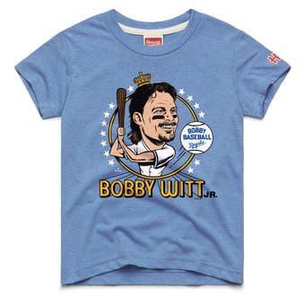 Youth Homage Bobby Witt Jr. Light Blue Kansas City Royals Caricature Tri-Blend T-Shirt