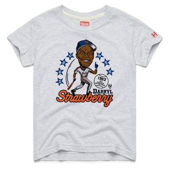 Youth Homage Darryl Strawberry Ash New York Mets Cooperstown Collection Caricature Tri-Blend T-Shirt