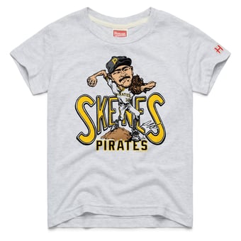 Youth Homage Paul Skenes Ash Pittsburgh Pirates Caricature Tri-Blend T-Shirt