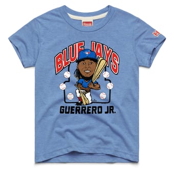 Youth Homage Vladimir Guerrero Jr. Light Blue Toronto Blue Jays Caricature Tri-Blend T-Shirt
