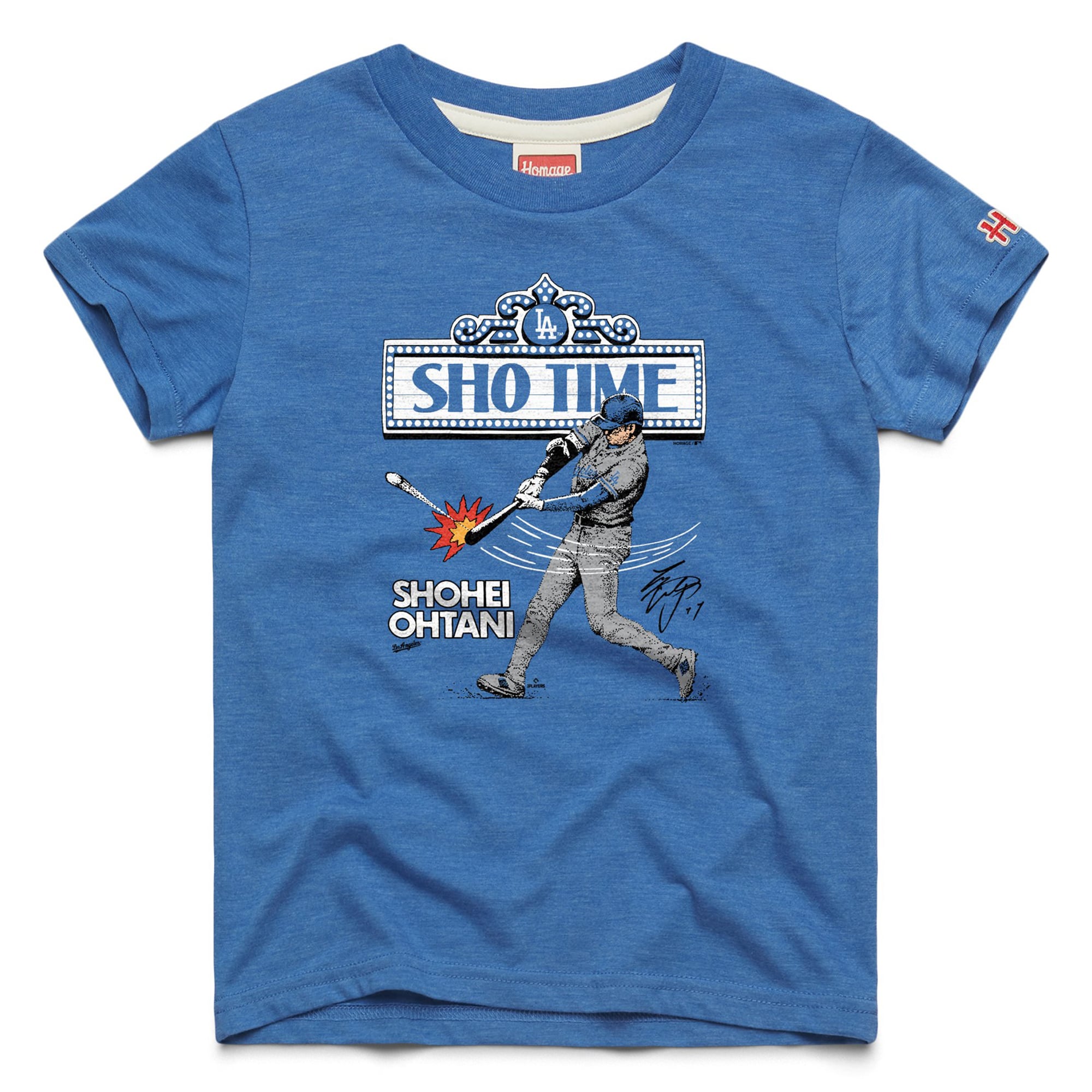 Youth Homage Shohei Ohtani Royal Los Angeles Dodgers Player Graphic Tri-Blend T-Shirt