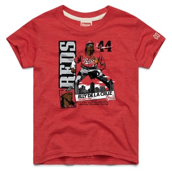Youth Homage Elly De La Cruz Red Cincinnati Reds Player Graphic Tri-Blend T-Shirt
