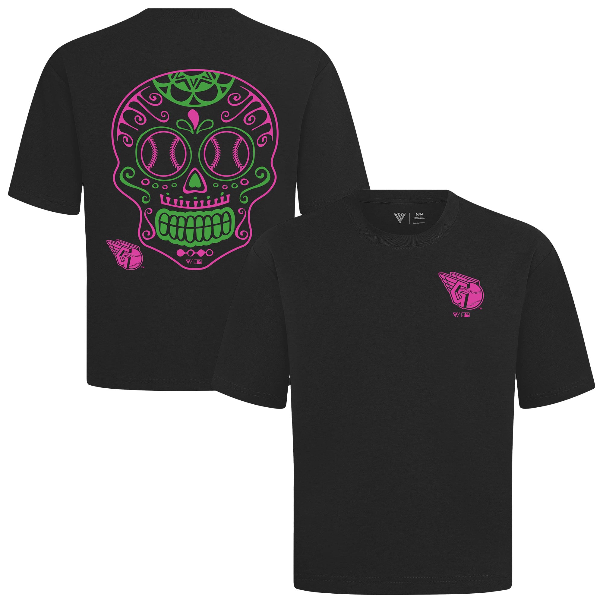 Men's Levelwear Black Cleveland Guardians  Luxe Signature Knit Sugar Skull T-Shirt