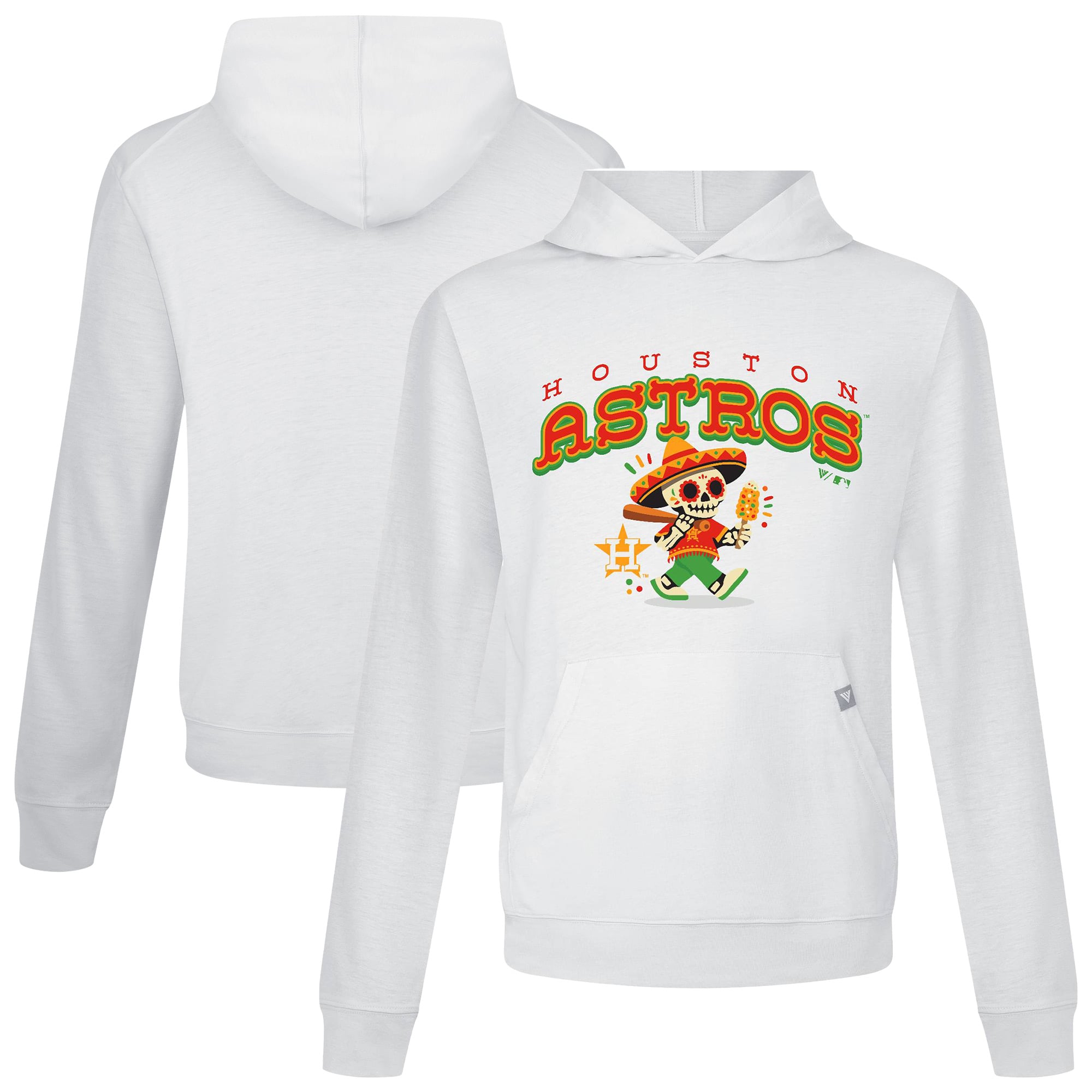 Men's Levelwear White Houston Astros Sugar Skull Player Relay Hoodie
