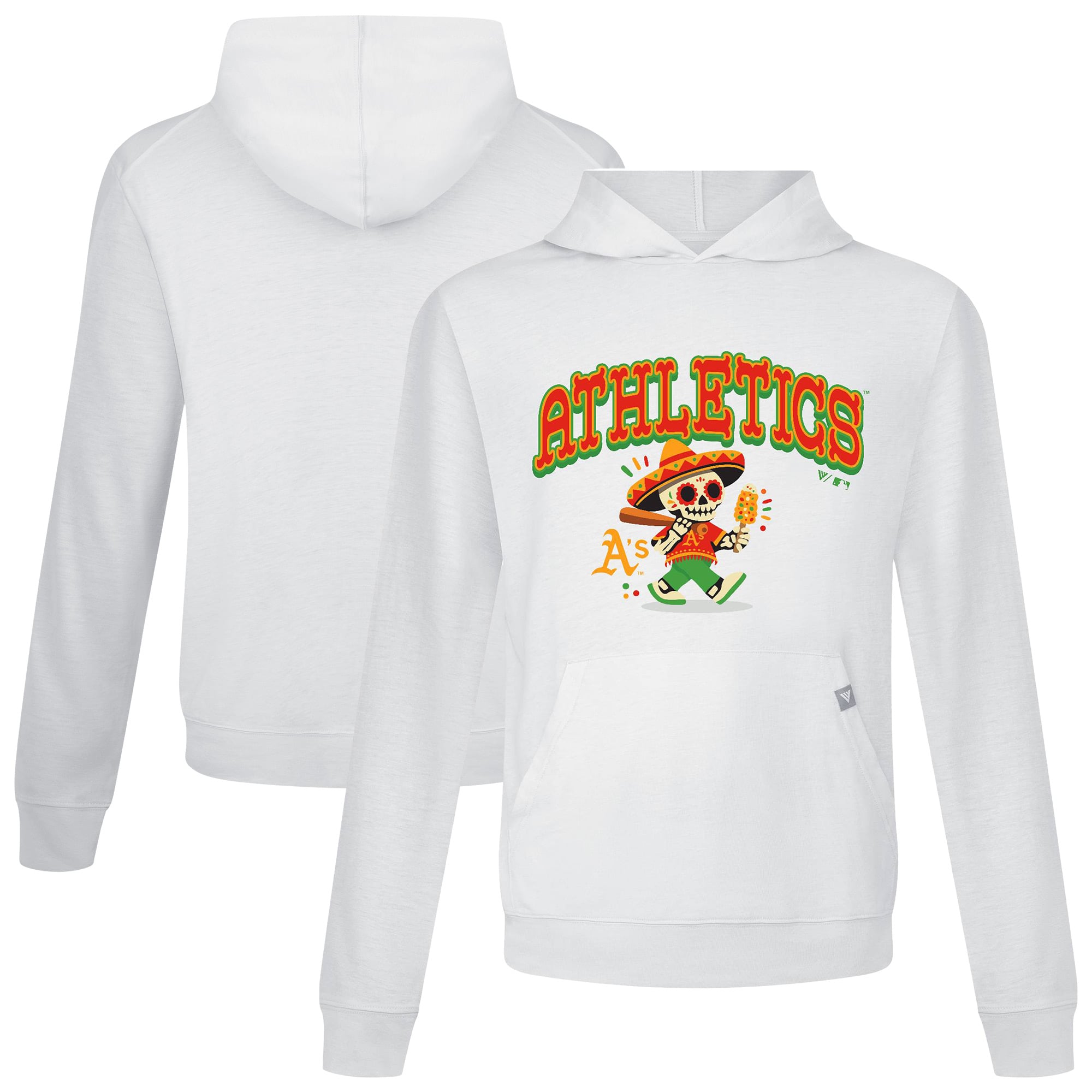 Men's Levelwear White Athletics Sugar Skull Player Relay Hoodie