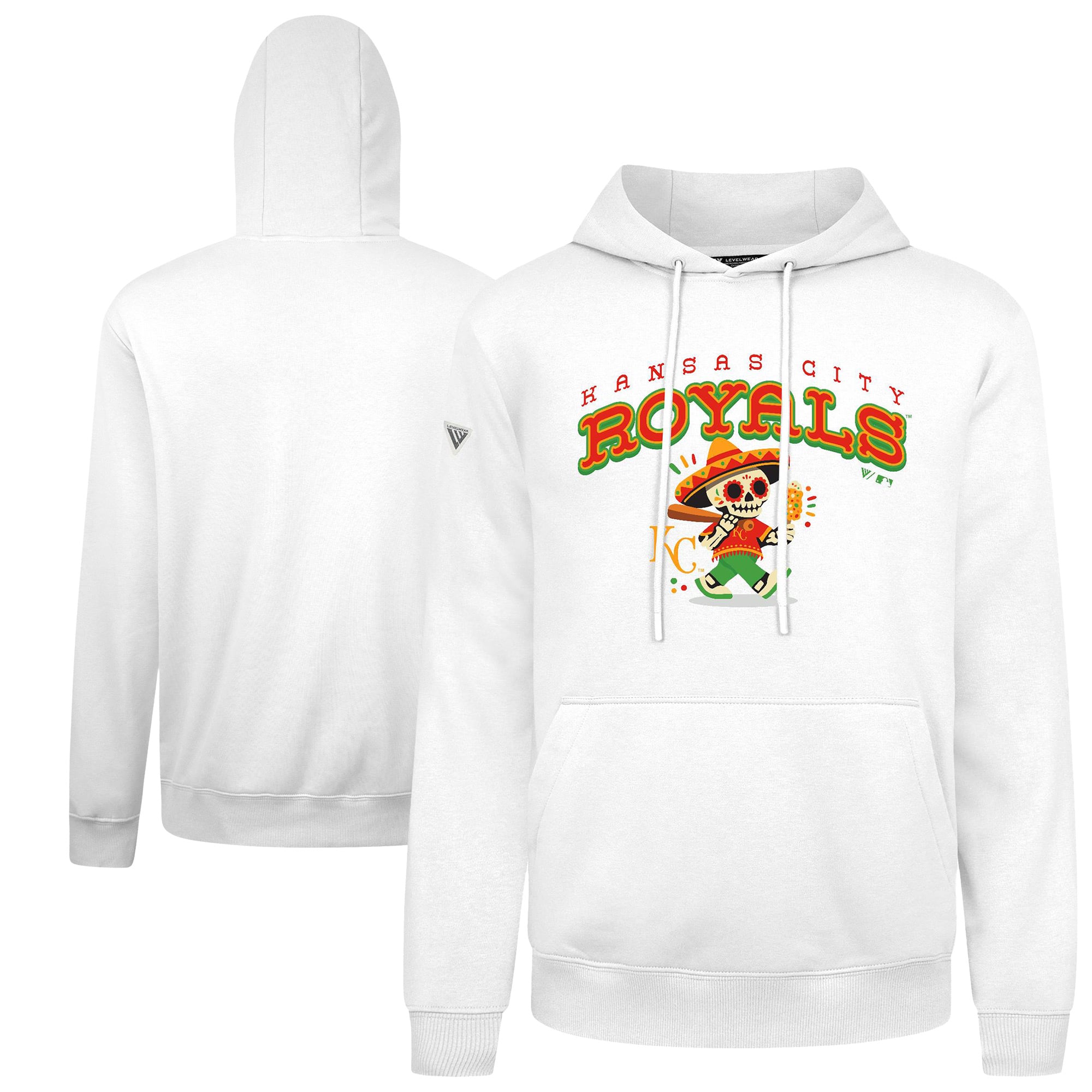 Men's Levelwear White Kansas City Royals  Sugar Skull Podium Hoodie