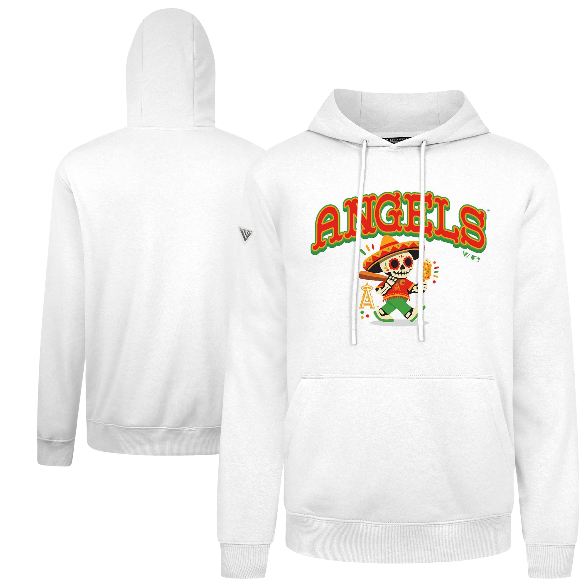 Men's Levelwear White Los Angeles Angels  Sugar Skull Podium Hoodie
