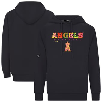 Men's Levelwear Black Los Angeles Angels Fiesta Text Connect Raglan Hoodie