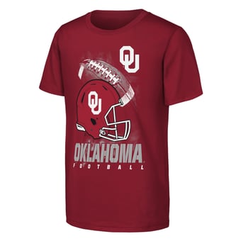 Youth Outerstuff  Crimson Oklahoma Sooners For the Glory Football Helmet T-Shirt
