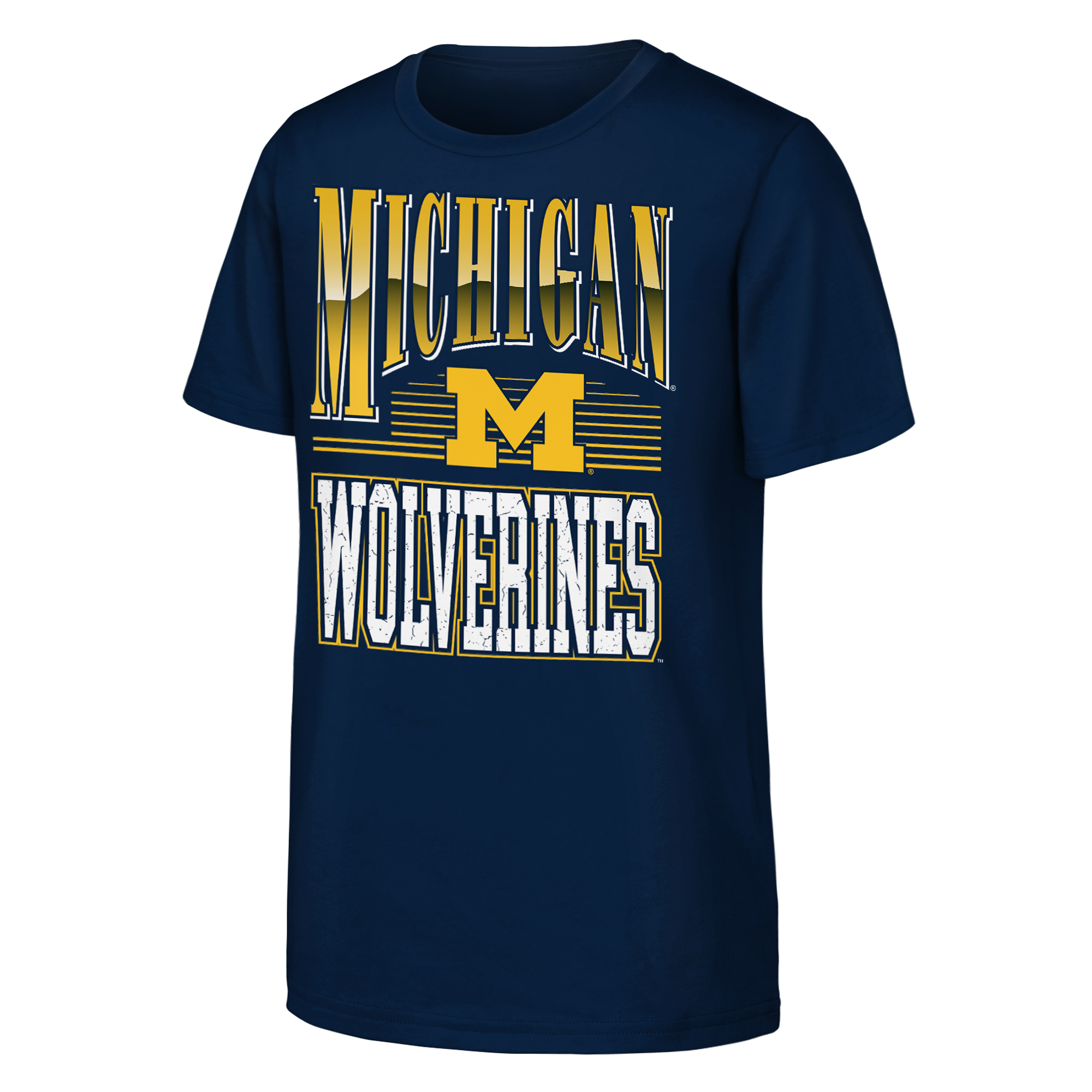 Youth Outerstuff  Navy Michigan Wolverines Chrome Header T-Shirt