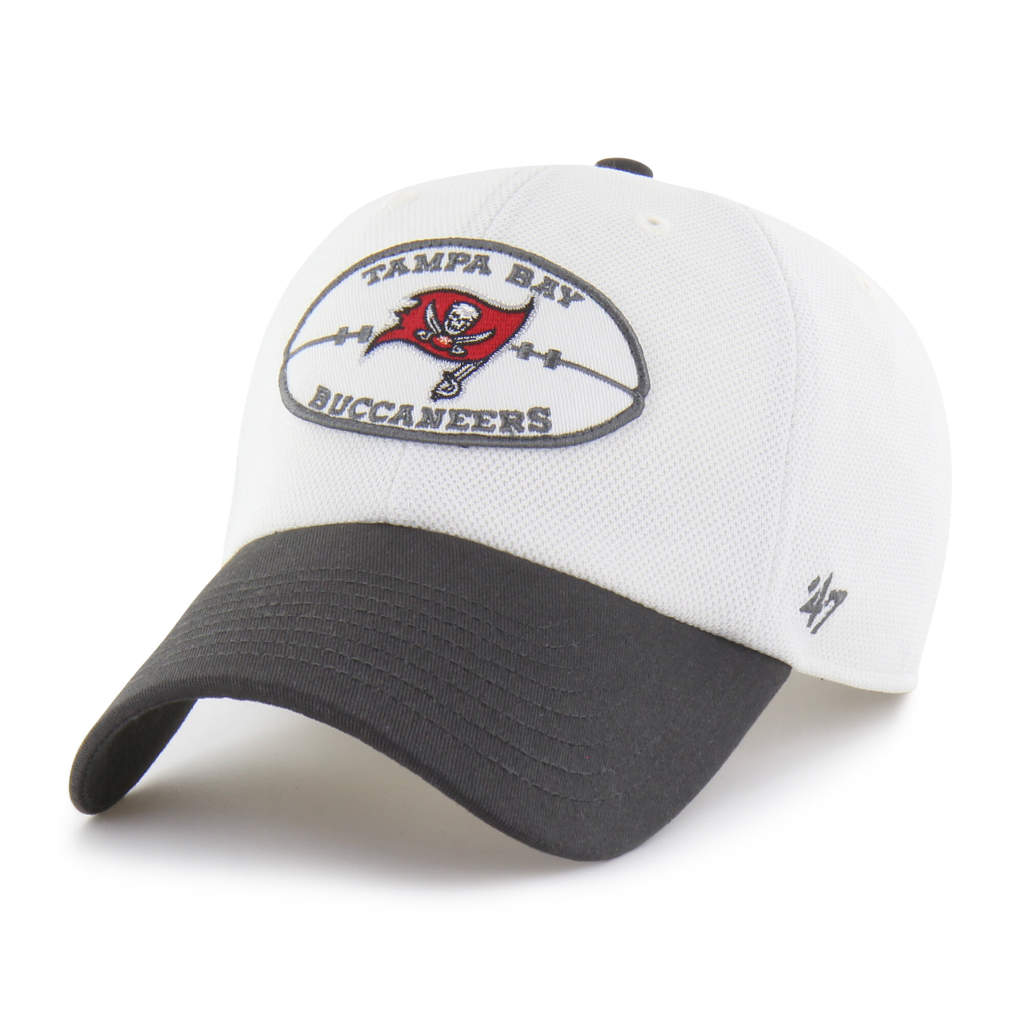Men's '47 Cream/Pewter Tampa Bay Buccaneers Pique Patch Clean Up Adjustable Hat