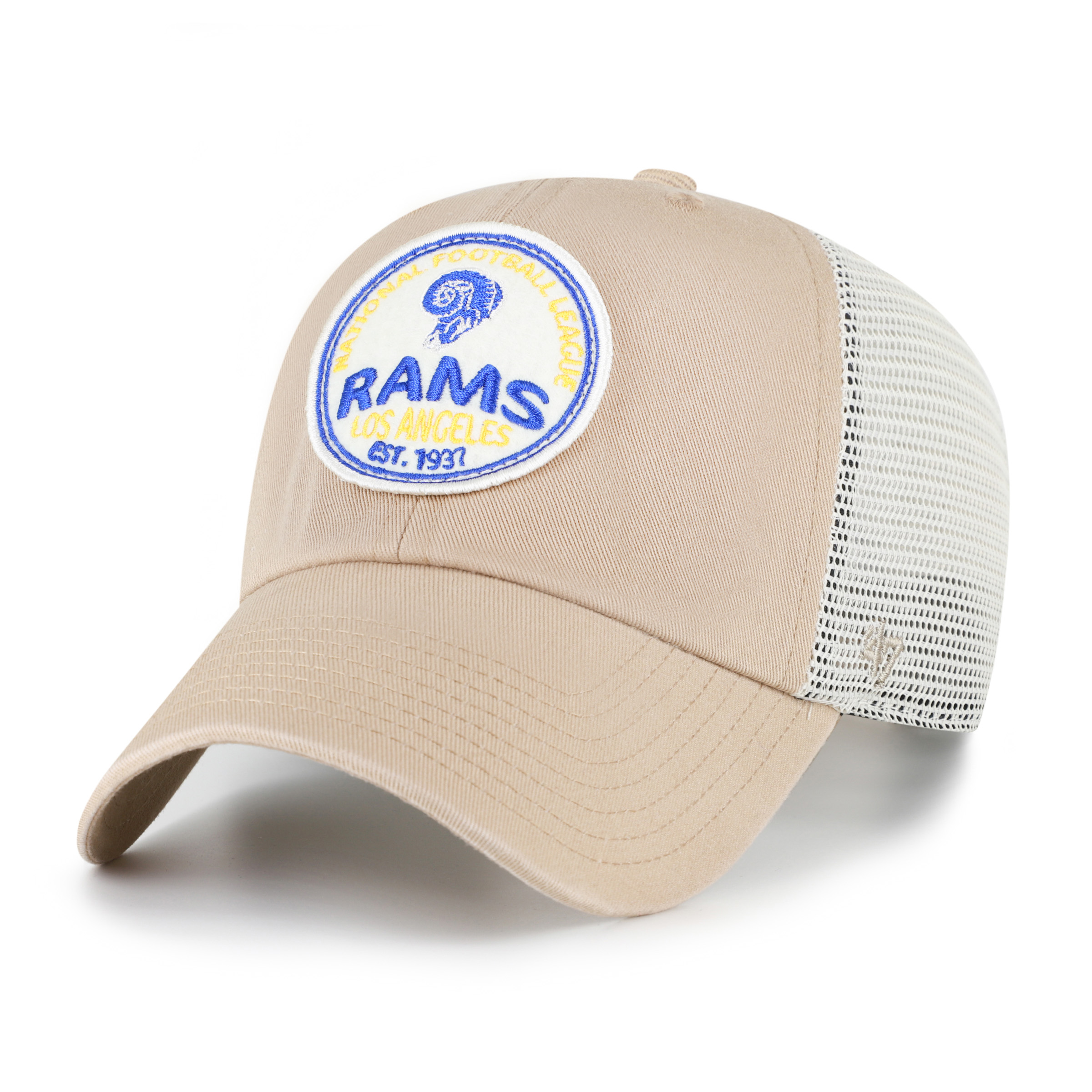 Men's '47 Khaki Los Angeles Rams Throwback Felton Clean Up Adjustable Hat