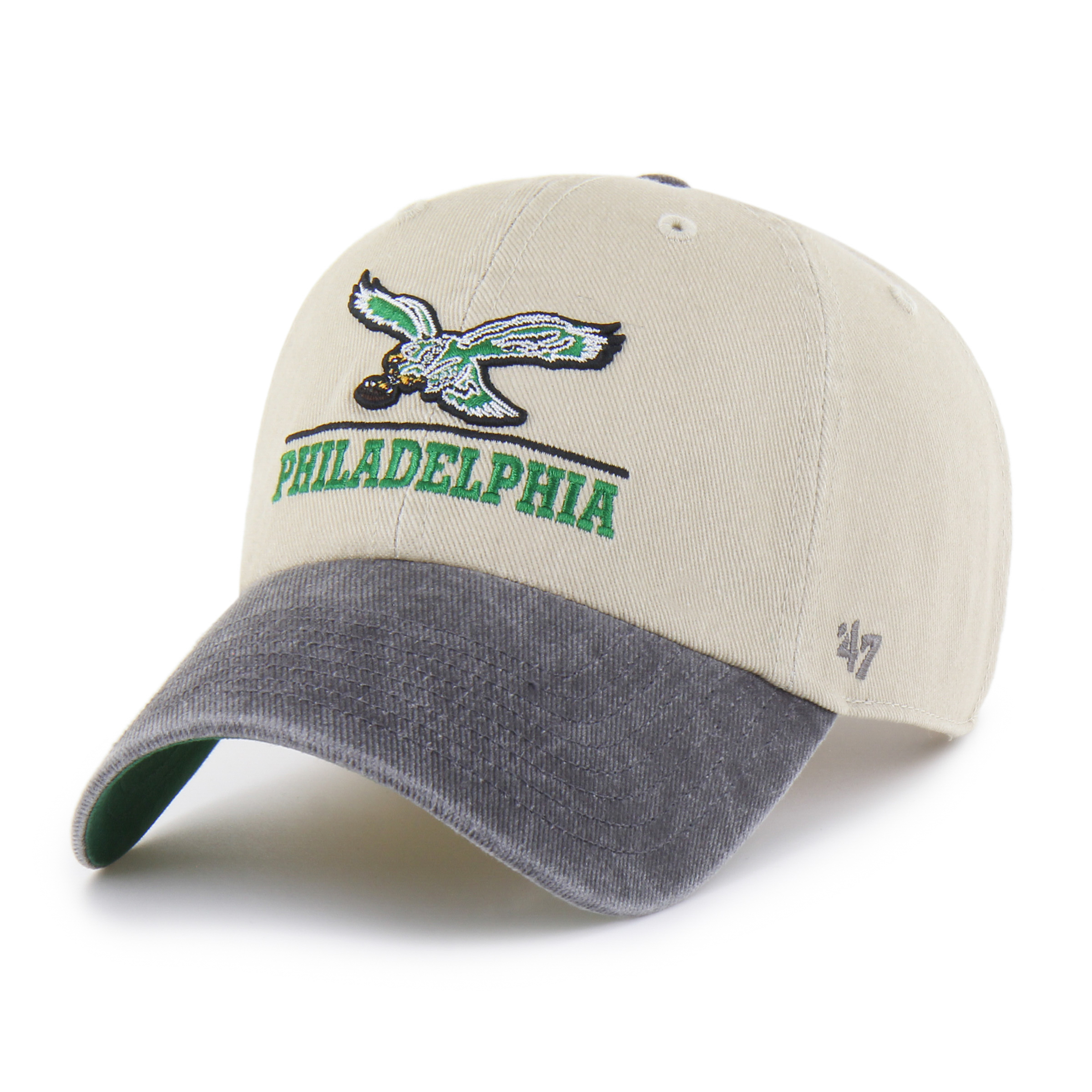 Men's '47 Natural Philadelphia Eagles Throwback Logo Line Clean Up Adjustable Hat