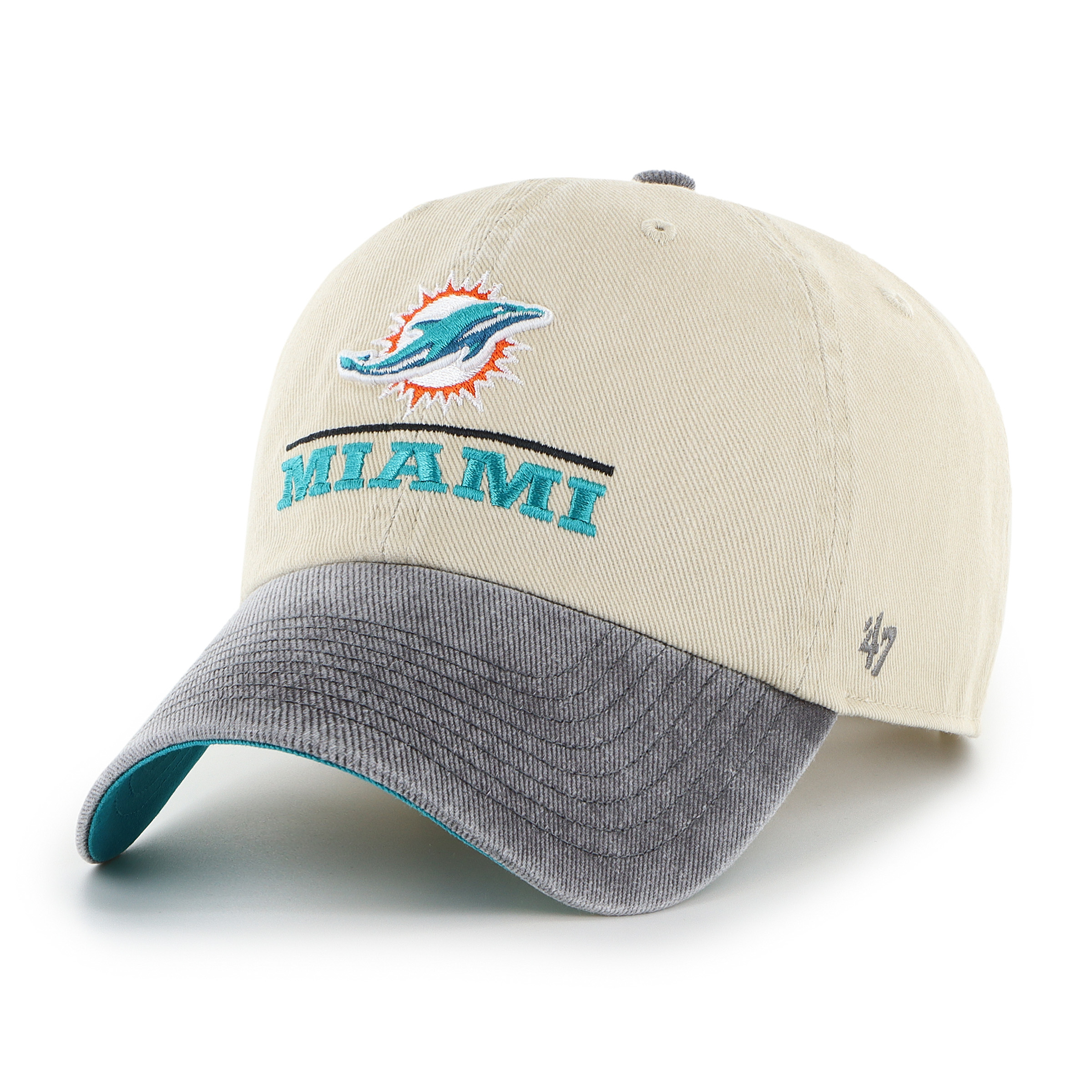 Men's '47 Natural Miami Dolphins Logo Line Clean Up Adjustable Hat