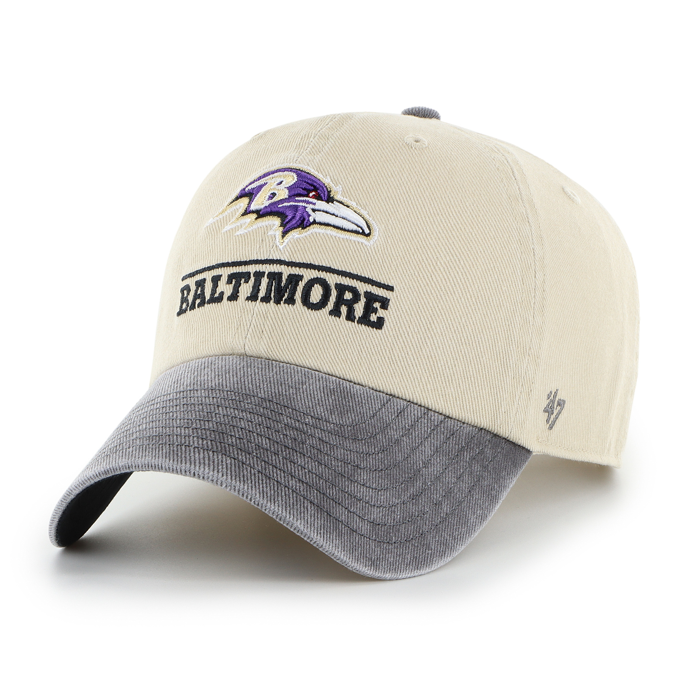 Men's '47 Natural Baltimore Ravens Logo Line Clean Up Adjustable Hat