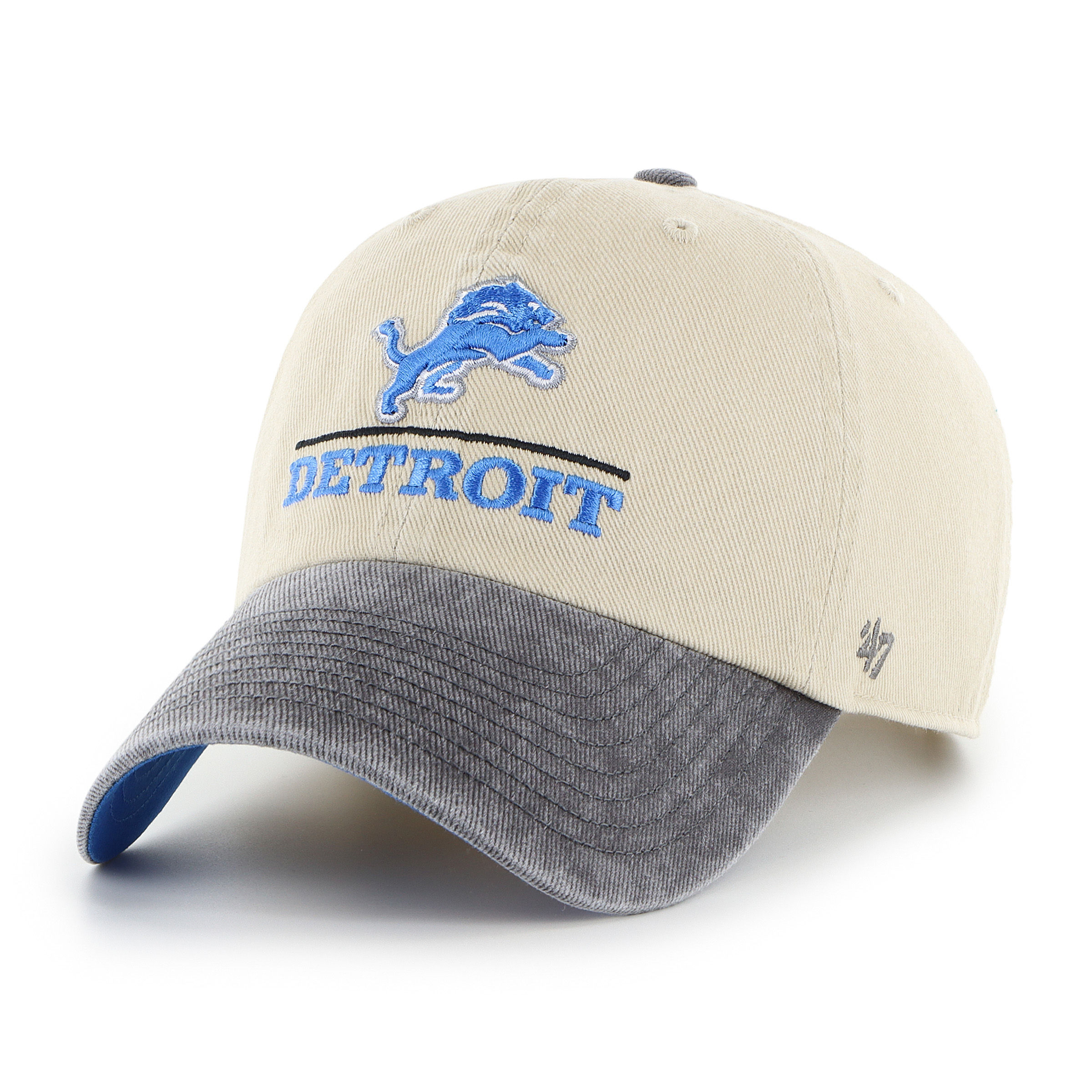 Men's '47 Natural Detroit Lions Logo Line Clean Up Adjustable Hat