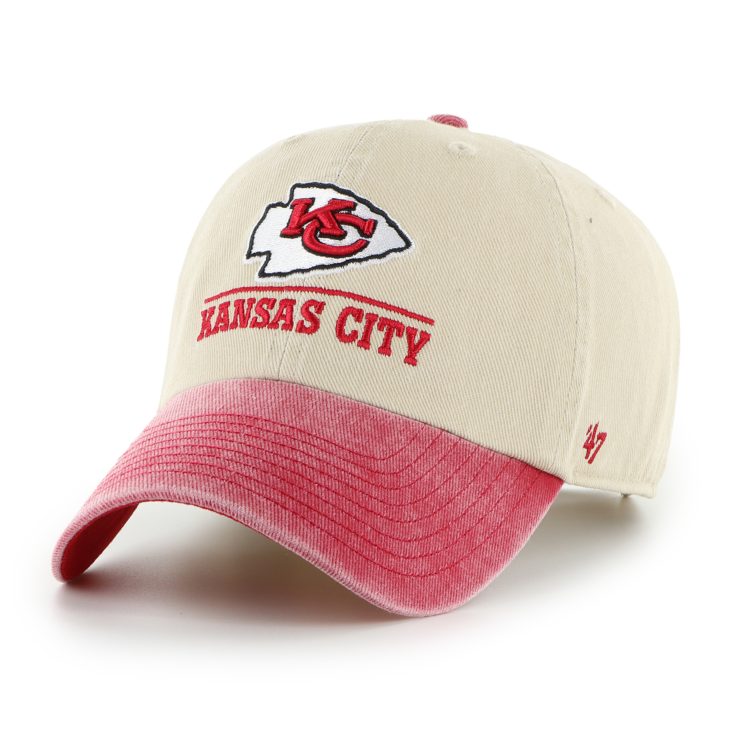 Men's '47 Natural Kansas City Chiefs Logo Line Clean Up Adjustable Hat