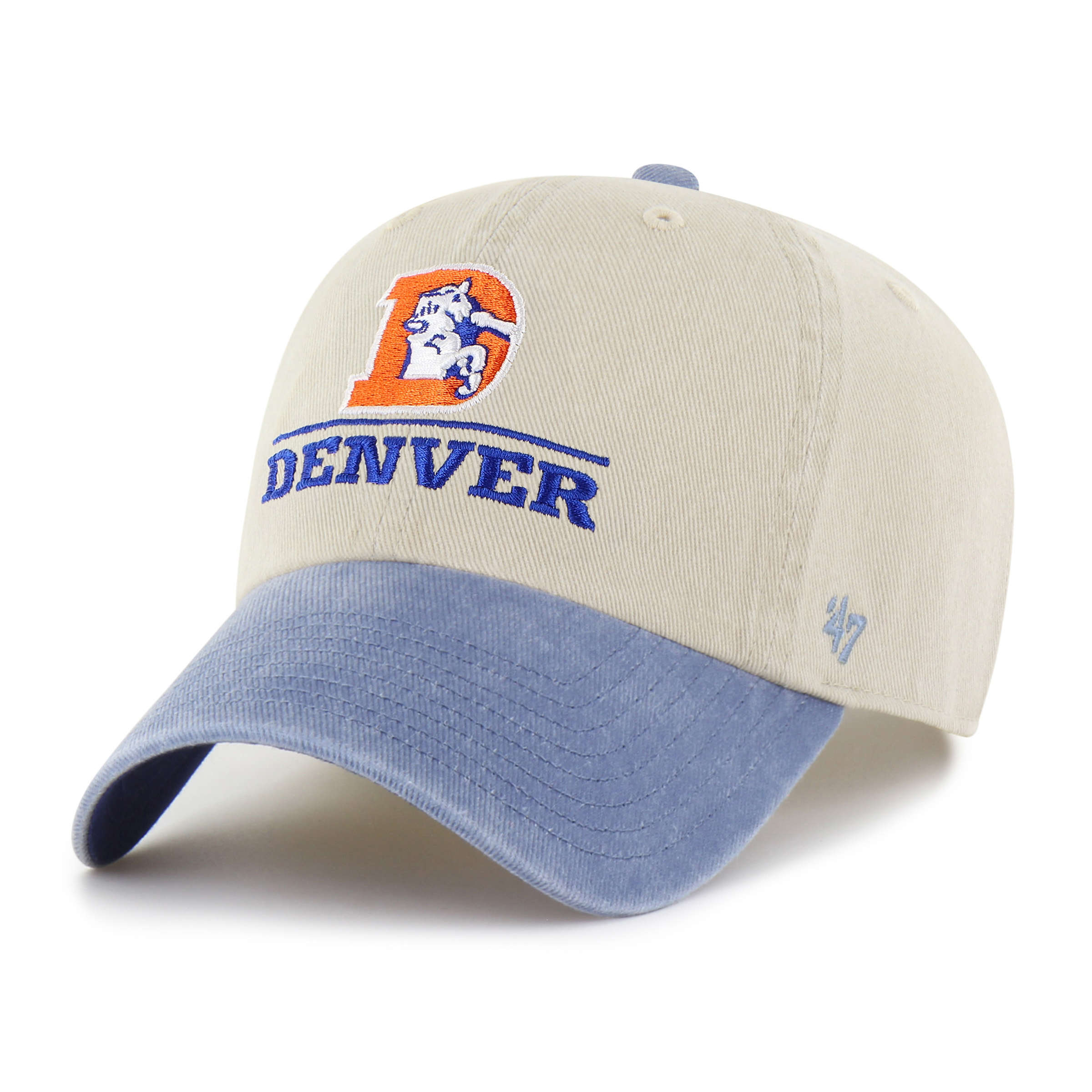 Men's '47 Natural Denver Broncos Throwback Logo Line Clean Up Adjustable Hat