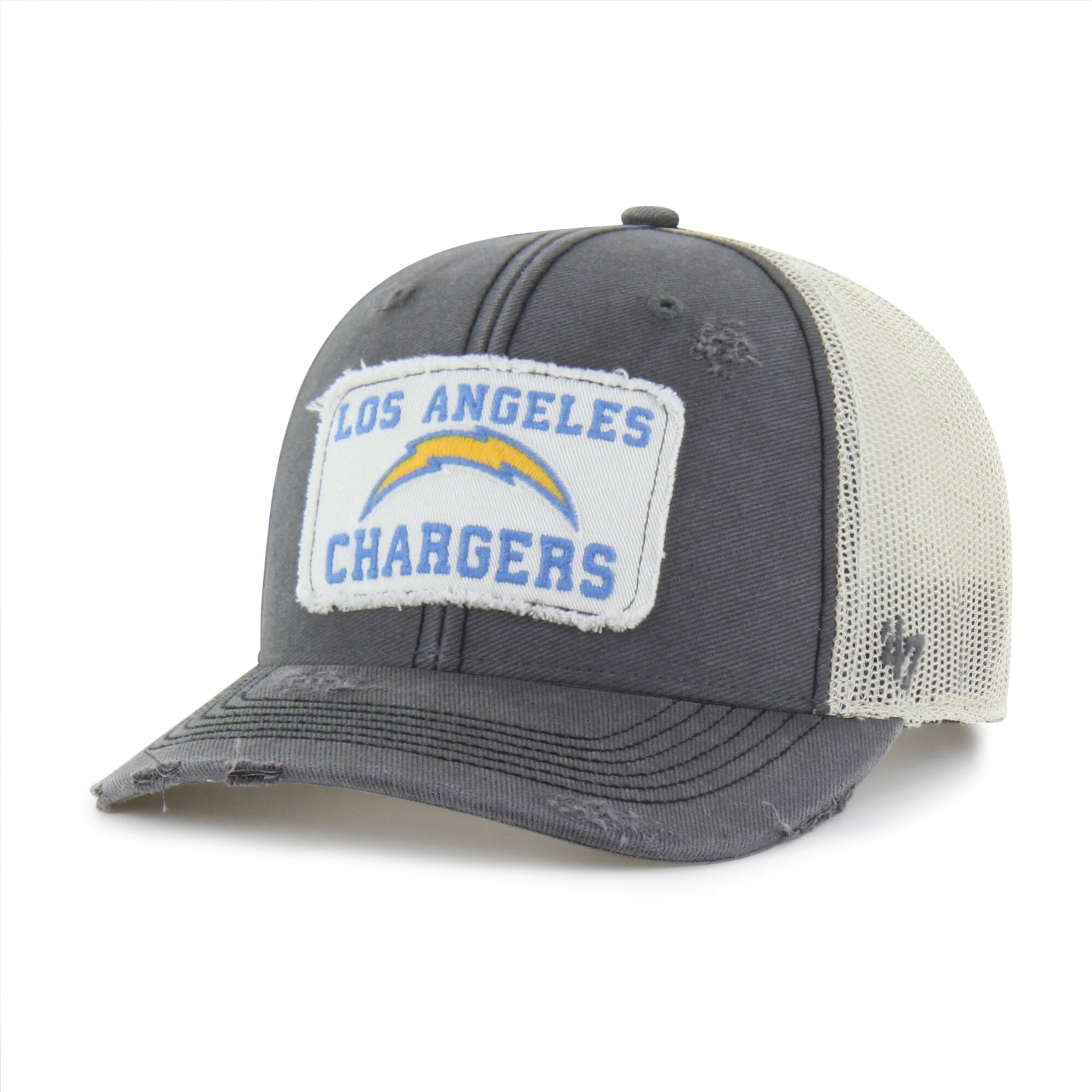 Men's '47 Charcoal Los Angeles Chargers Egremont Well-Worn Adjustable Trucker Hat