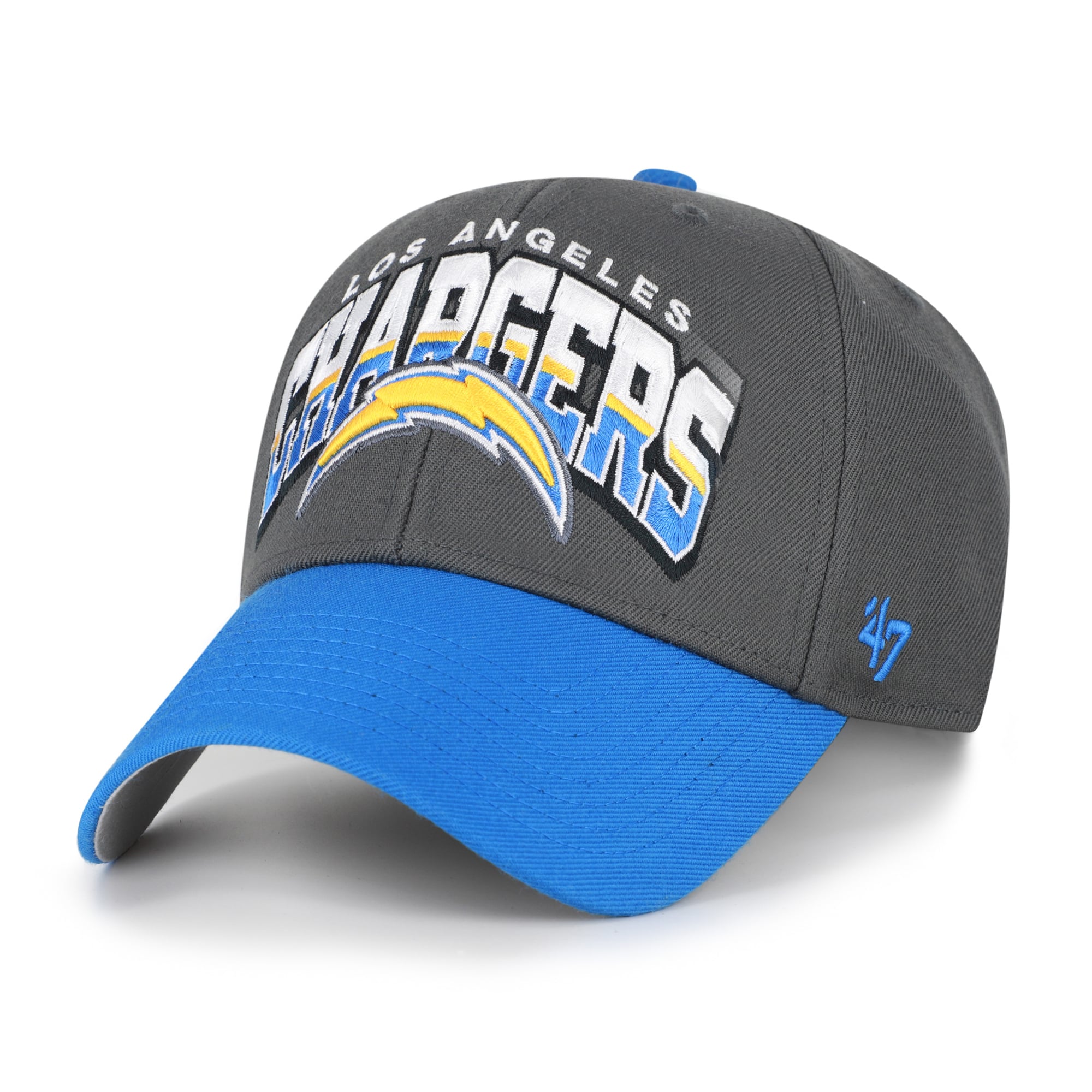 Men's '47 Charcoal Los Angeles Chargers Split Block MVP Adjustable Hat